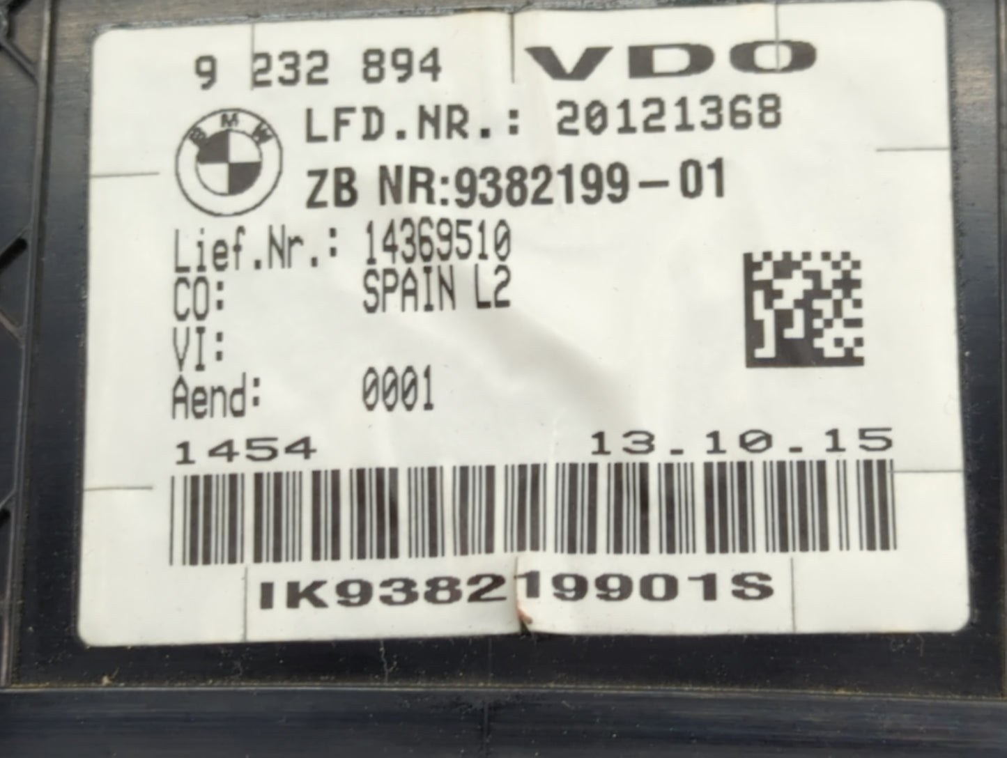 2015-2016 Bmw 320i Instrument Cluster Speedometer Gauges P/N:14369510 9382199-01 Miles: Fits OEM Used Auto Parts - Oemusedau