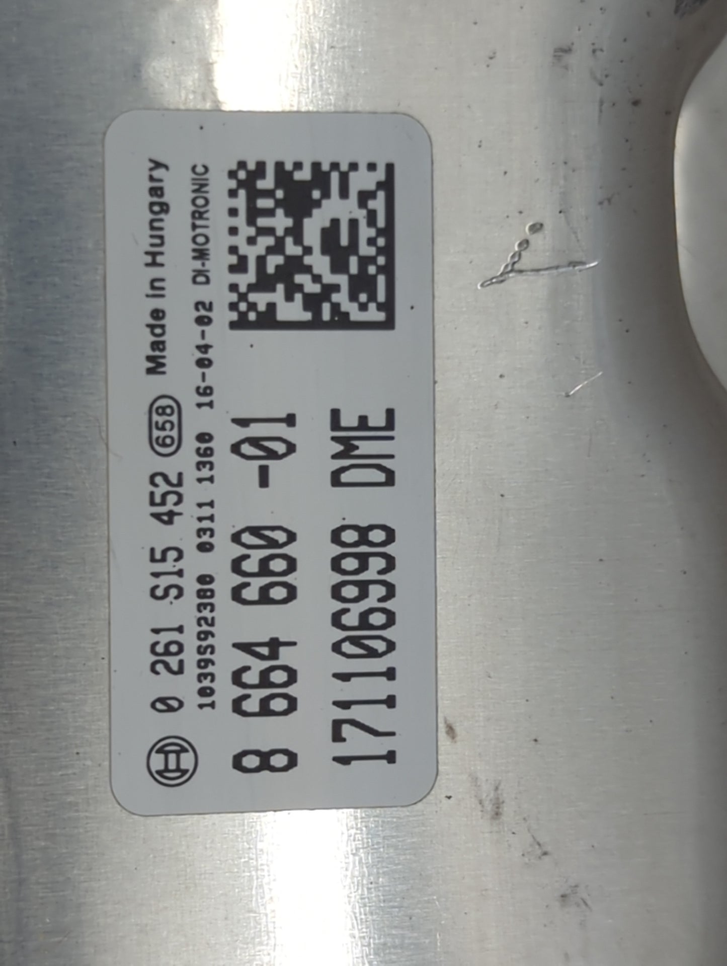 2016 Bmw 528i PCM Engine Control Computer ECU ECM PCU OEM P/N:0261S15452 8664660-01, 1711069998 Fits OEM Used Auto Parts - O