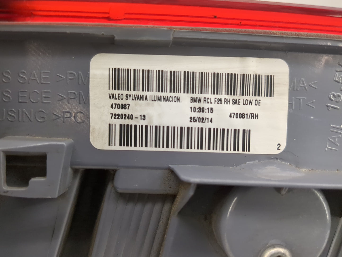 2011-2017 Bmw X3 Tail Light Assembly Passenger Right OEM P/N:470081 Fits Fits 2011 2012 2013 2014 2015 2016 2017 OEM Used Au