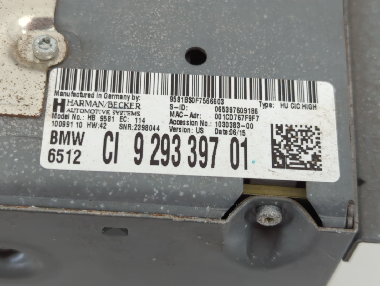 2014-2016 Bmw X5 Radio AM FM Cd Player Receiver Replacement P/N:CI 9 293 397 01 Fits Fits 2014 2015 2016 2017 OEM Used Auto 