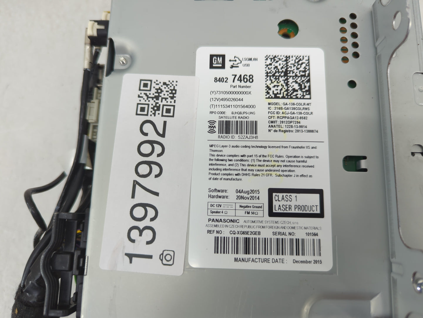 2016-2019 Buick Cascada Radio AM FM Cd Player Receiver Replacement P/N:84027468 Fits Fits 2015 2016 2017 2019 OEM Used Auto 