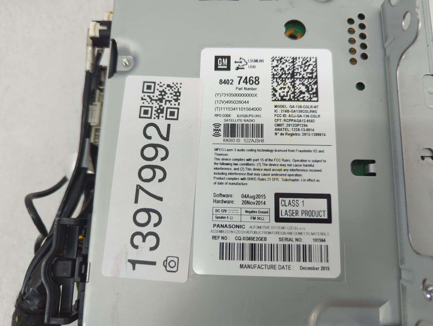 2016-2019 Buick Cascada Radio AM FM Cd Player Receiver Replacement P/N:84027468 Fits Fits 2015 2016 2017 2019 OEM Used Auto 