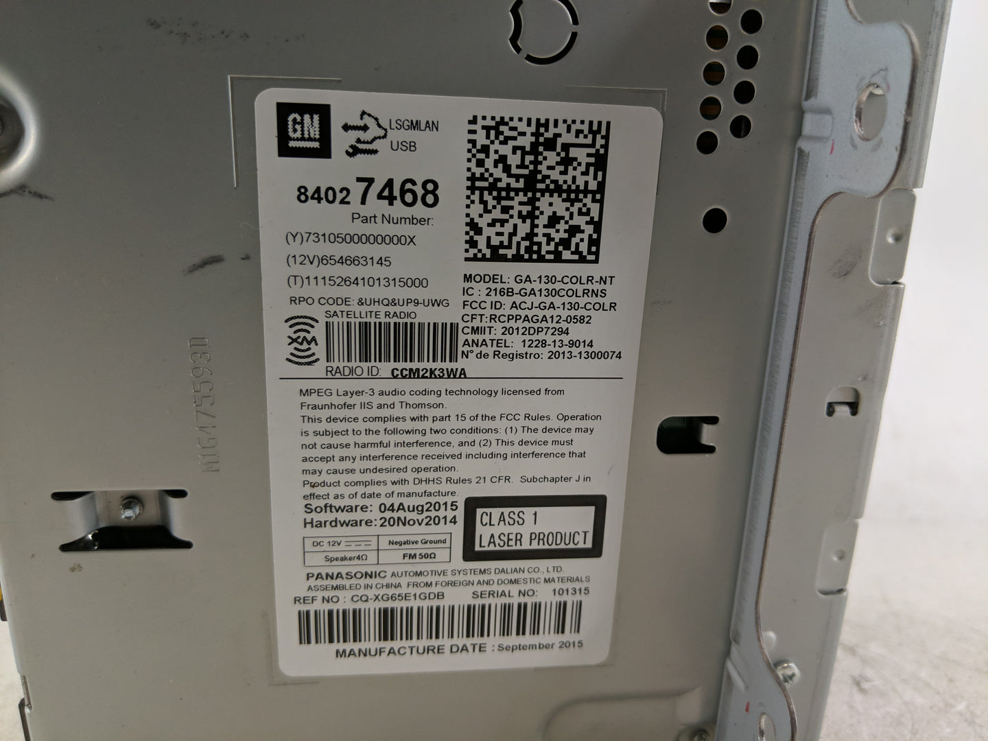 2015-2016 Buick Encore Radio AM FM Cd Player Receiver Replacement P/N:84027468 Fits Fits 2015 2016 2017 2019 OEM Used Auto P