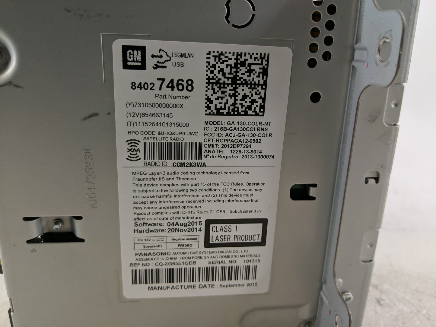 2015-2016 Buick Encore Radio AM FM Cd Player Receiver Replacement P/N:84027468 Fits Fits 2015 2016 2017 2019 OEM Used Auto P