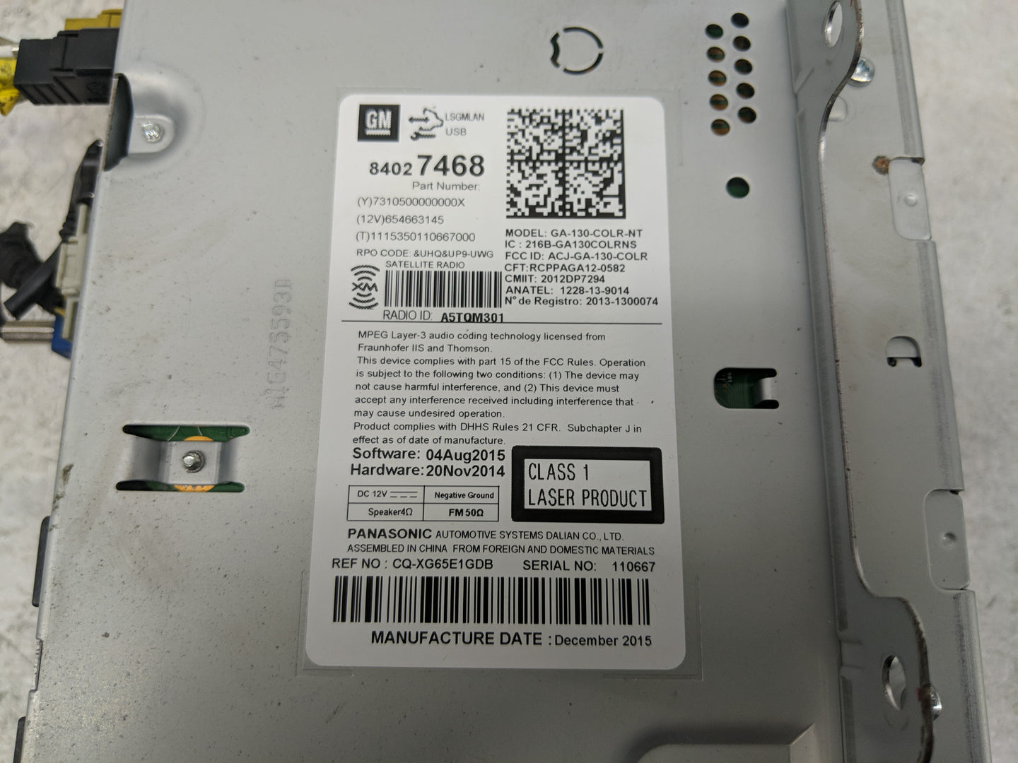 2015-2016 Buick Encore Radio AM FM Cd Player Receiver Replacement P/N:84027468 Fits Fits 2015 2016 2017 2019 OEM Used Auto P