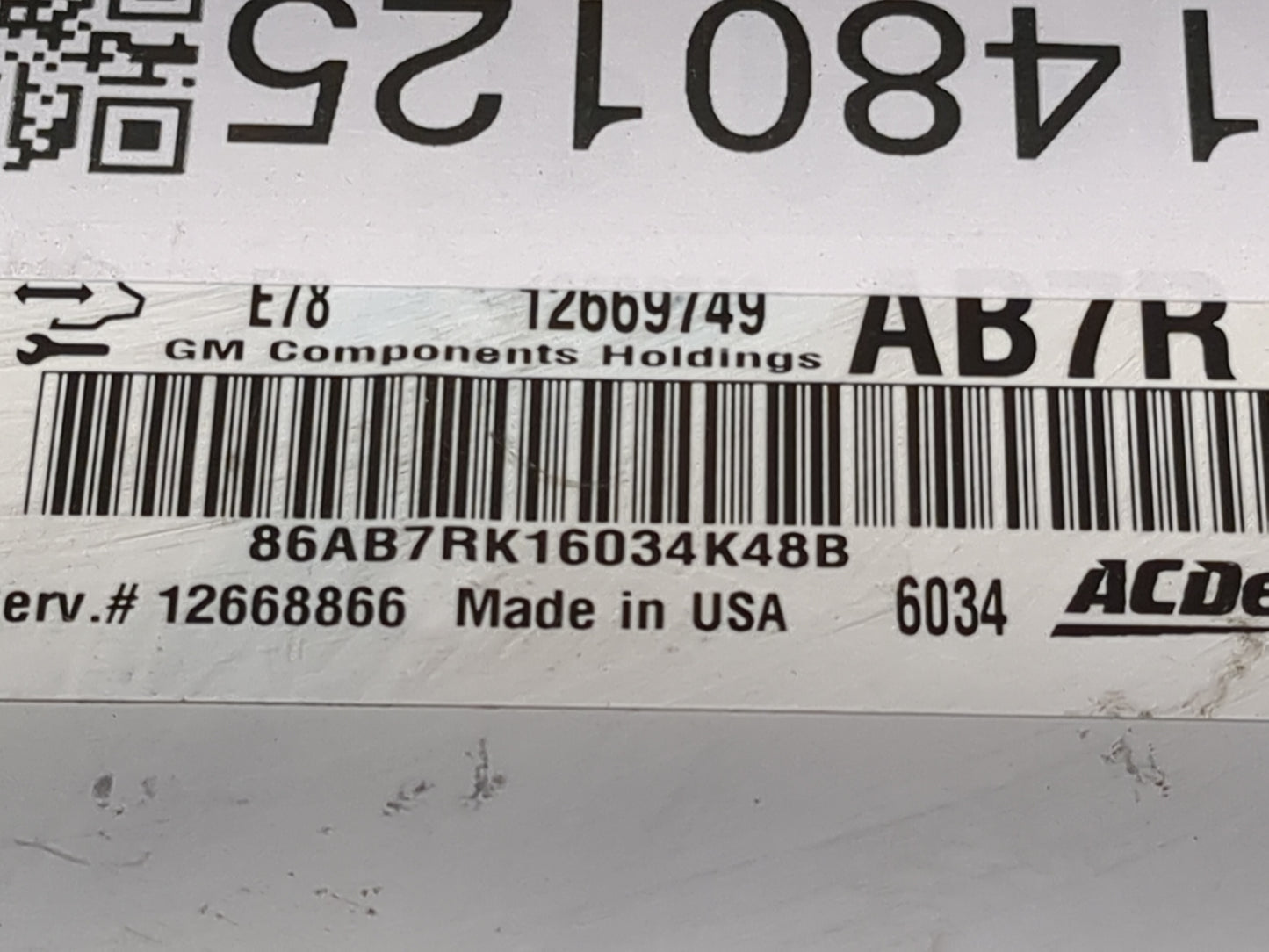 2013-2016 Buick Encore PCM Engine Control Computer ECU ECM PCU OEM P/N:12669749 86AB7RK16034K48B Fits OEM Used Auto Parts - 