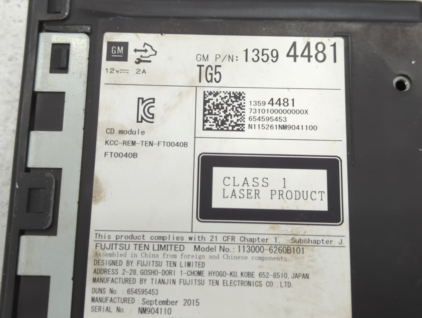 2016 Buick Lacrosse Radio AM FM Cd Player Receiver Replacement P/N:13594481 Fits OEM Used Auto Parts - Oemusedautoparts1.com