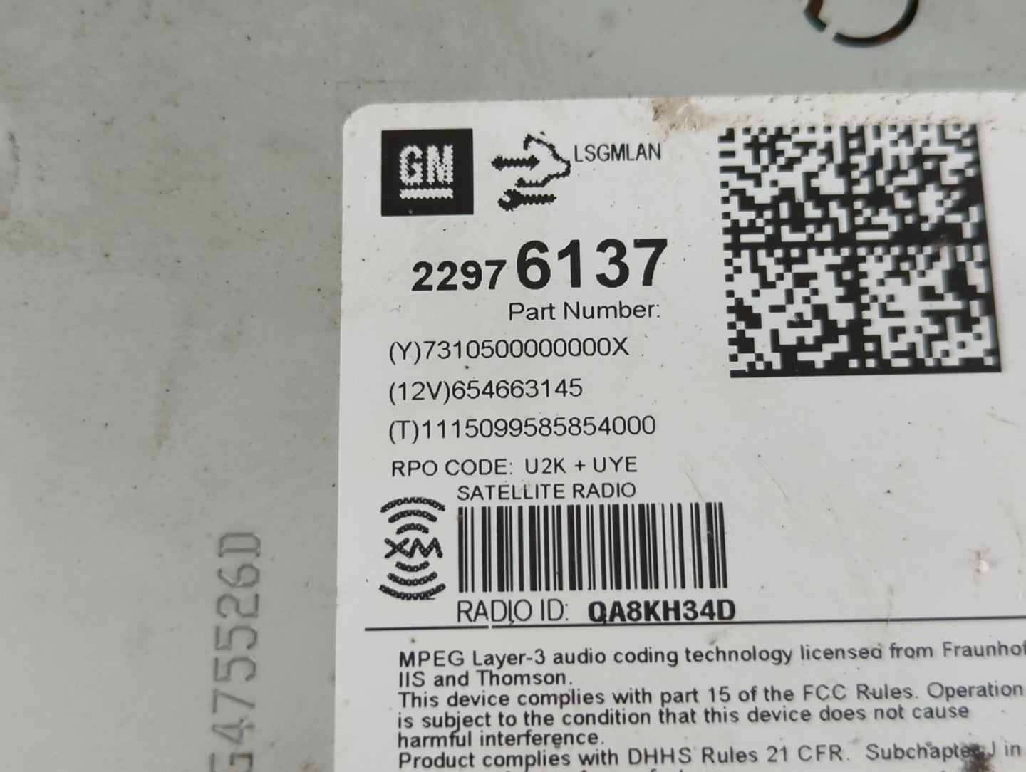 2013-2016 Chevrolet Cruze Radio AM FM Cd Player Receiver Replacement P/N:22976137 Fits Fits 2013 2014 2015 2016 OEM Used Aut