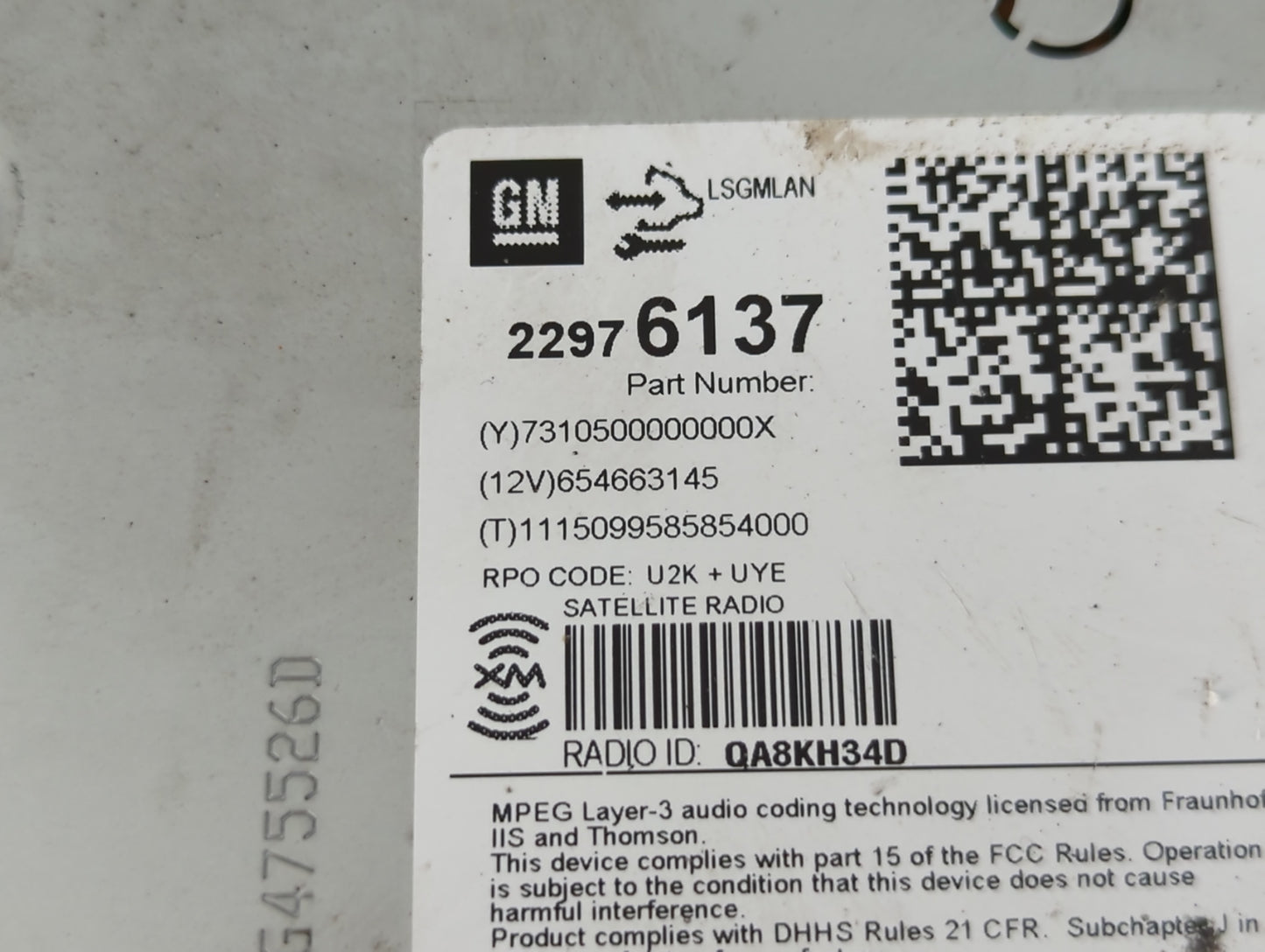 2013-2016 Chevrolet Cruze Radio AM FM Cd Player Receiver Replacement P/N:22976137 Fits Fits 2013 2014 2015 2016 OEM Used Aut