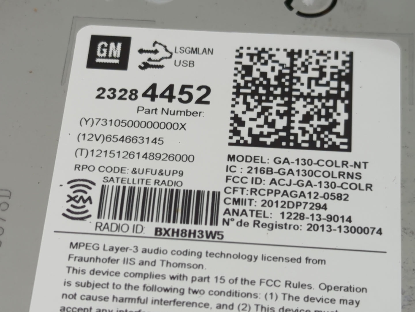 2015-2016 Chevrolet Cruze Radio AM FM Cd Player Receiver Replacement P/N:23284452 Fits Fits 2014 2015 2016 2017 OEM Used Aut