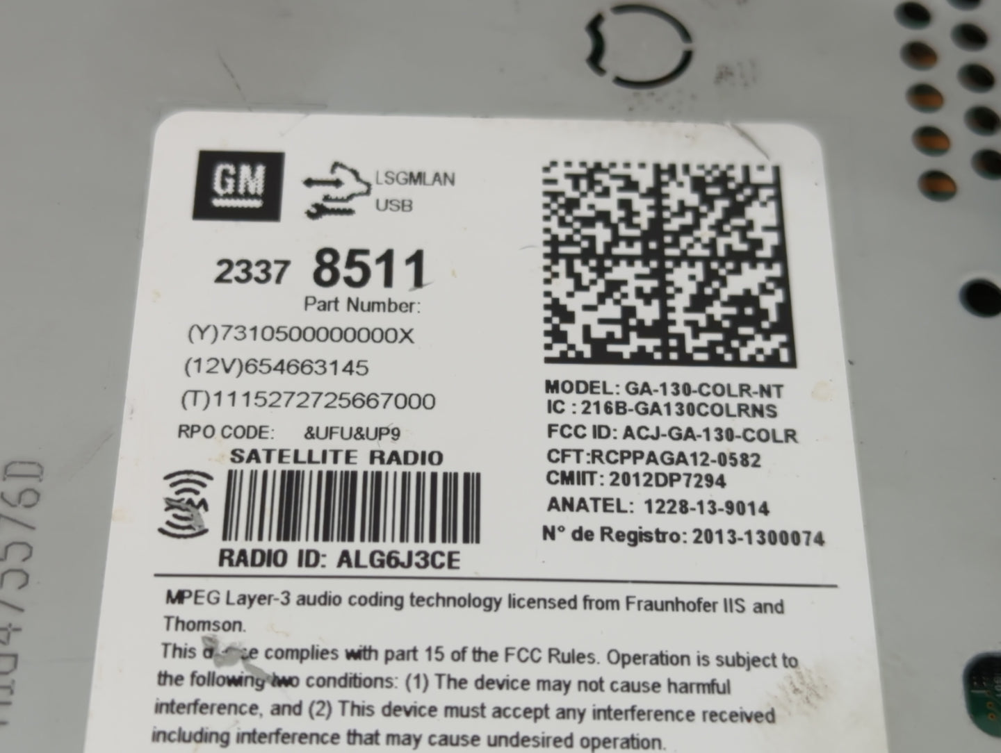 2015-2016 Chevrolet Cruze Radio AM FM Cd Player Receiver Replacement P/N:2337 8511 Fits Fits 2014 2015 2016 2017 OEM Used Au