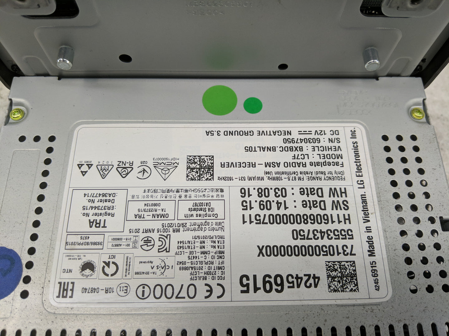 2016 Chevrolet Cruze Radio AM FM Cd Player Receiver Replacement P/N:42456915 Fits OEM Used Auto Parts - Oemusedautoparts1.co