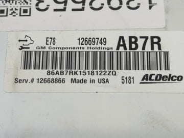 2012-2016 Chevrolet Cruze PCM Engine Control Computer ECU ECM PCU OEM P/N:12669749 Fits Fits 2011 2012 2013 2014 2015 2016 OEM Used Auto Parts