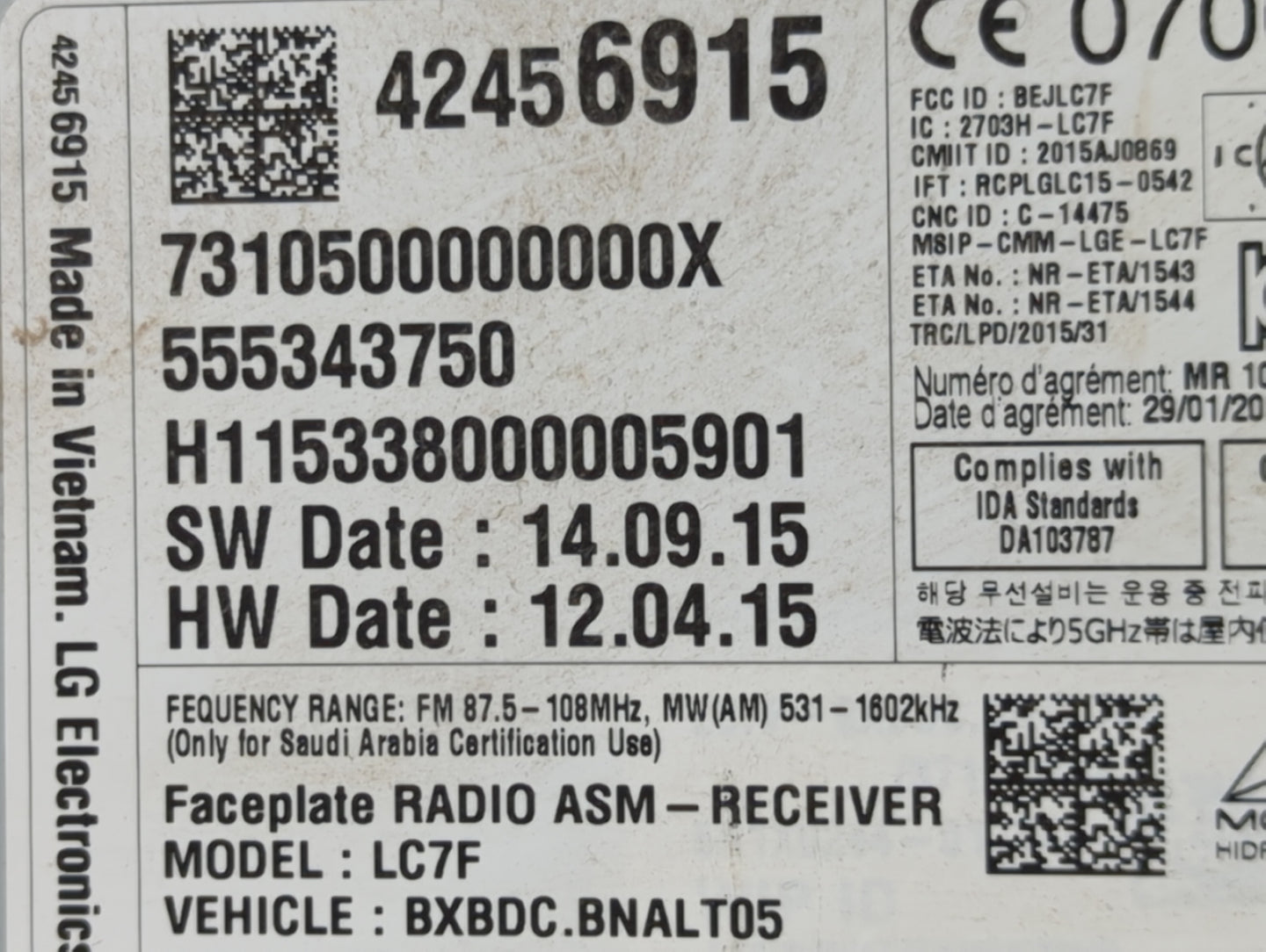2016 Chevrolet Cruze Radio AM FM Cd Player Receiver Replacement P/N:42456915 555343750, 7310500000000X Fits Fits 2017 OEM Us