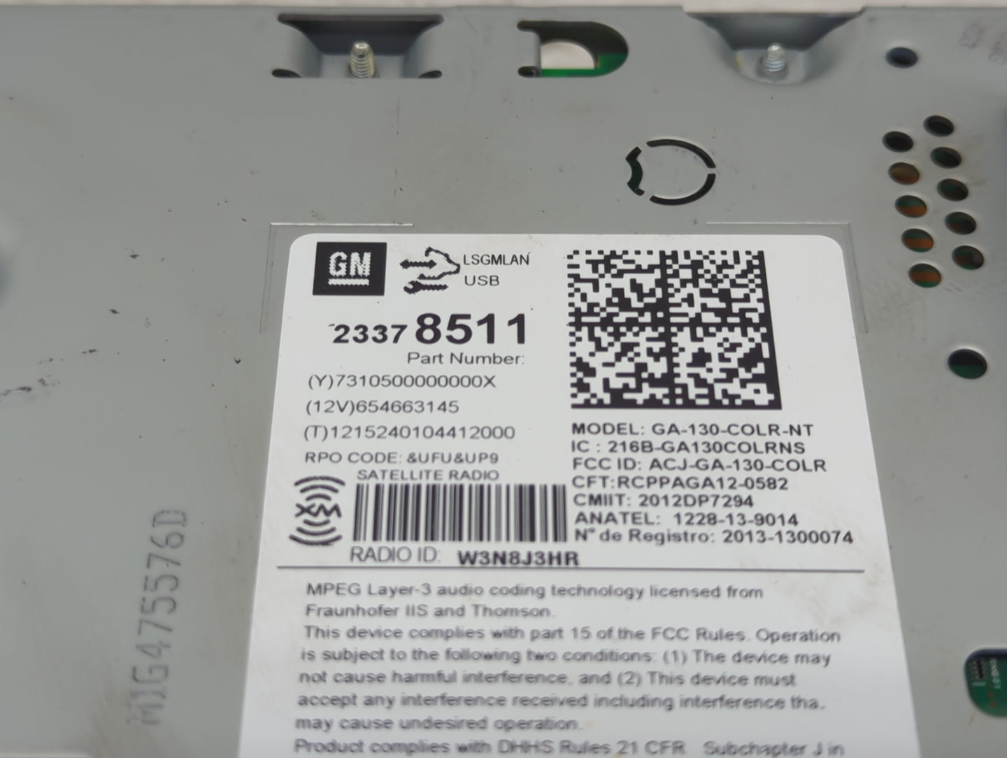 2014-2016 Chevrolet Cruze Radio AM FM Cd Player Receiver Replacement P/N:23378511 GA-130-COLR-NT Fits Fits 2014 2015 2016 20