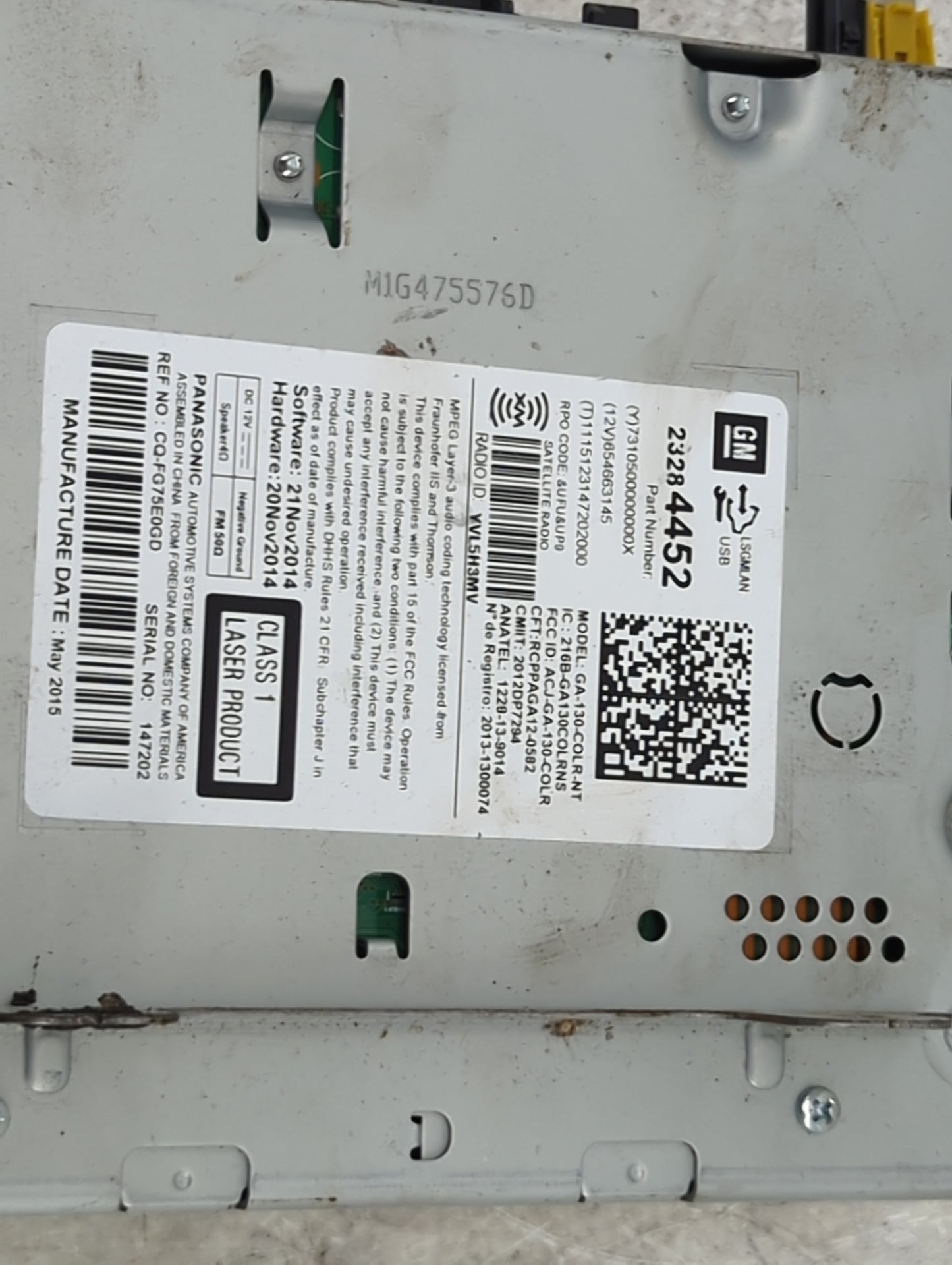 2015-2016 Chevrolet Cruze Radio AM FM Cd Player Receiver Replacement P/N:23284452 GA-130-COLR-NT Fits Fits 2014 2015 2016 20