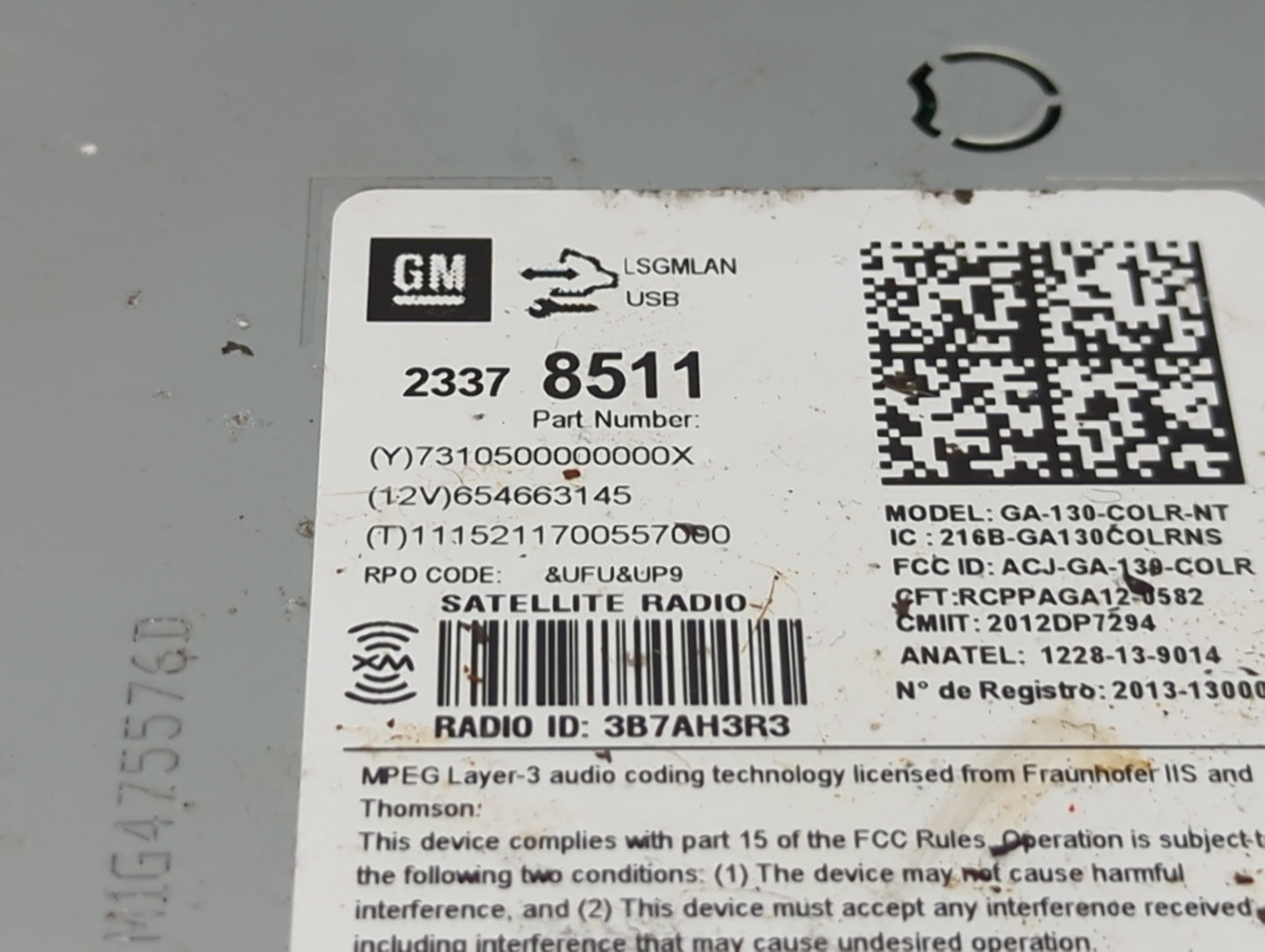 2015-2016 Chevrolet Cruze Radio AM FM Cd Player Receiver Replacement P/N:23378511 Fits Fits 2014 2015 2016 2017 OEM Used Aut