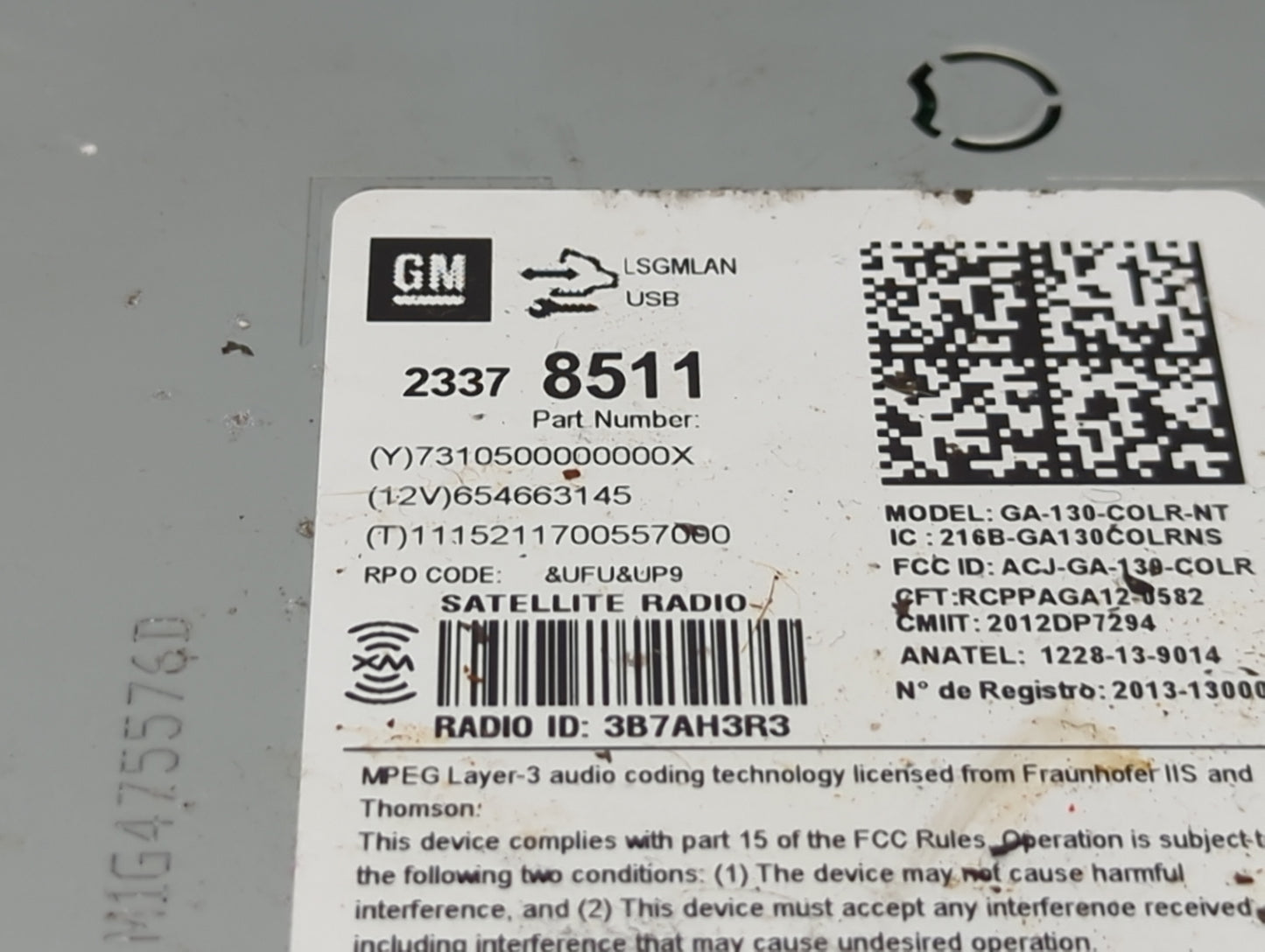 2015-2016 Chevrolet Cruze Radio AM FM Cd Player Receiver Replacement P/N:23378511 Fits Fits 2014 2015 2016 2017 OEM Used Aut