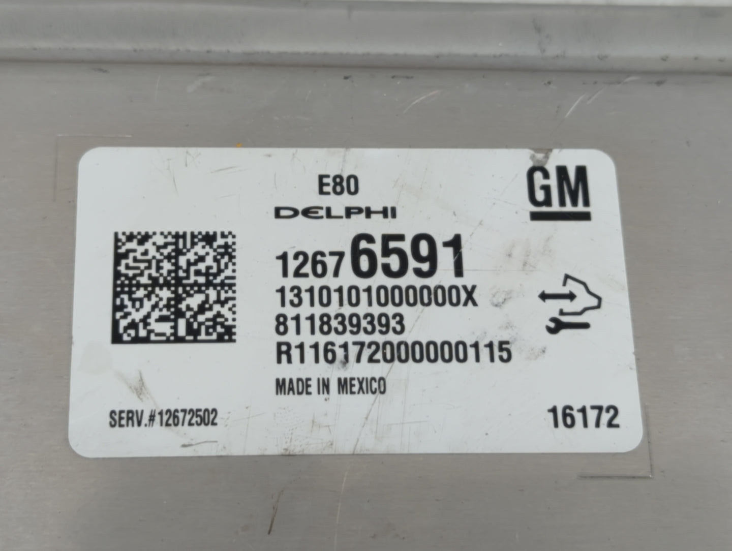 2016 Chevrolet Cruze PCM Engine Control Computer ECU ECM PCU OEM P/N:12672502 12669511, 12607096, 12675580, 12676591 Fits OE