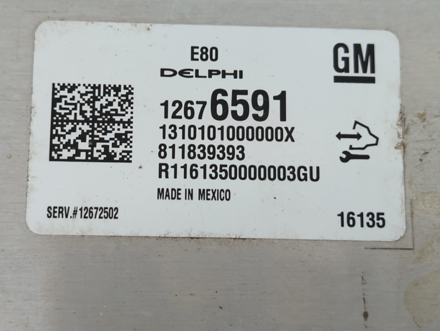 2016 Chevrolet Cruze PCM Engine Control Computer ECU ECM PCU OEM P/N:12675580 12672502, 12676591, 12669511, 12607096 Fits OE