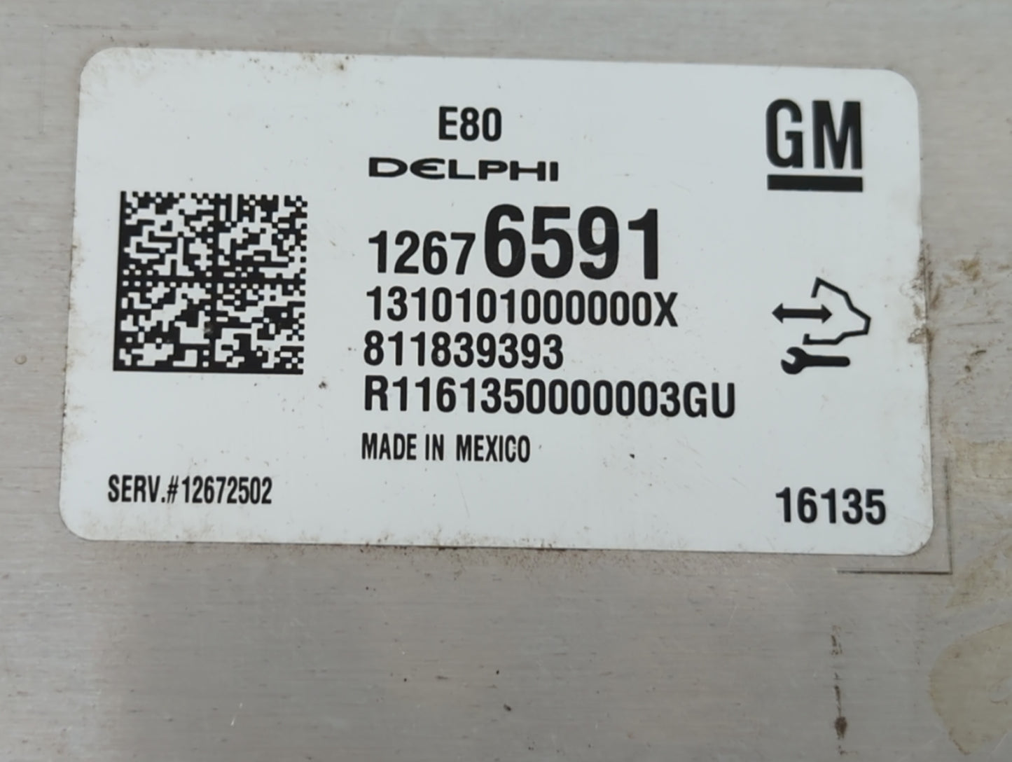 2016 Chevrolet Cruze PCM Engine Control Computer ECU ECM PCU OEM P/N:12675580 12672502, 12676591, 12669511, 12607096 Fits OE