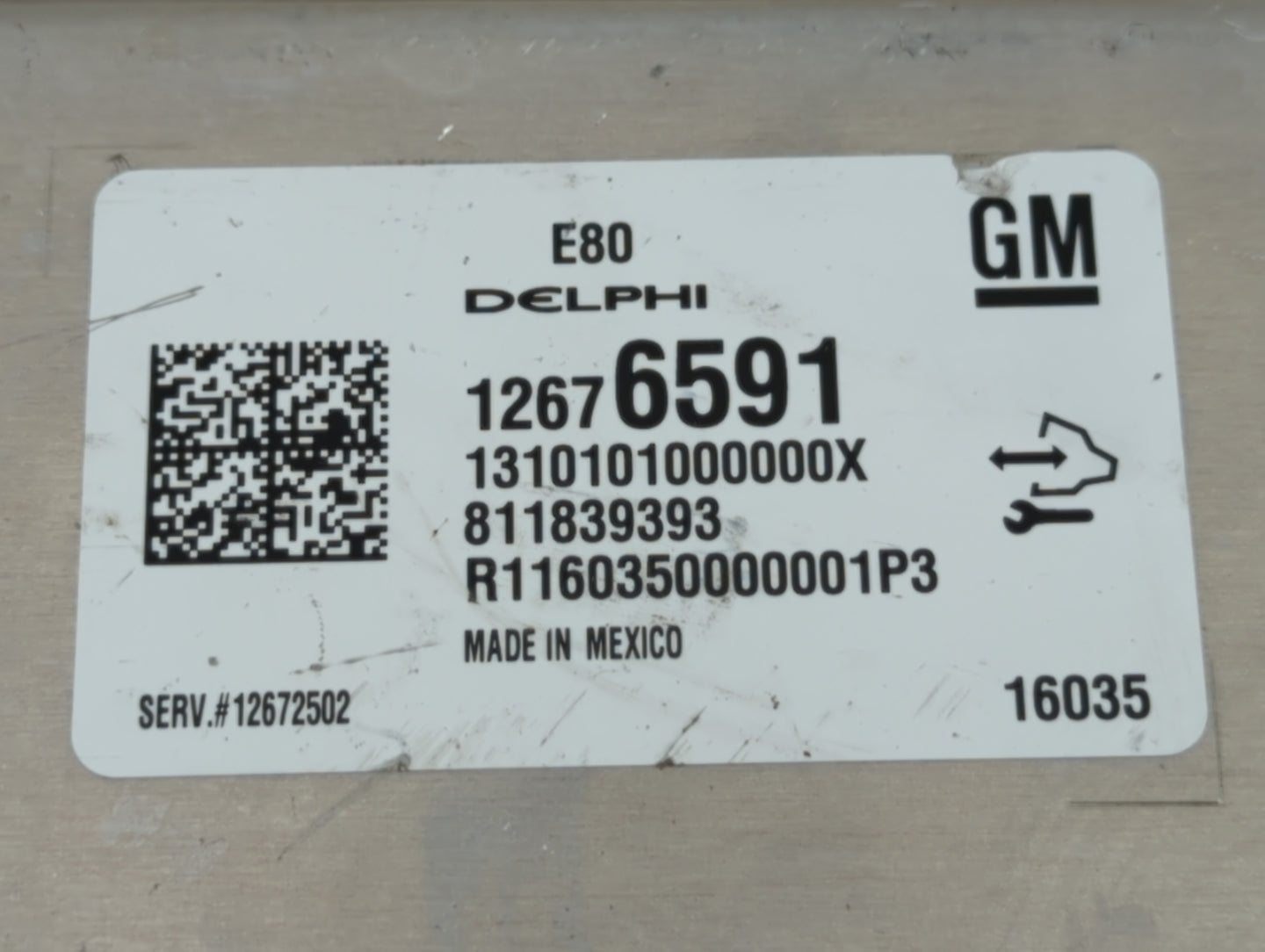 2016 Chevrolet Cruze PCM Engine Control Computer ECU ECM PCU OEM P/N:12675580 12672502, 12676591, 12669511, 12607096 Fits OE