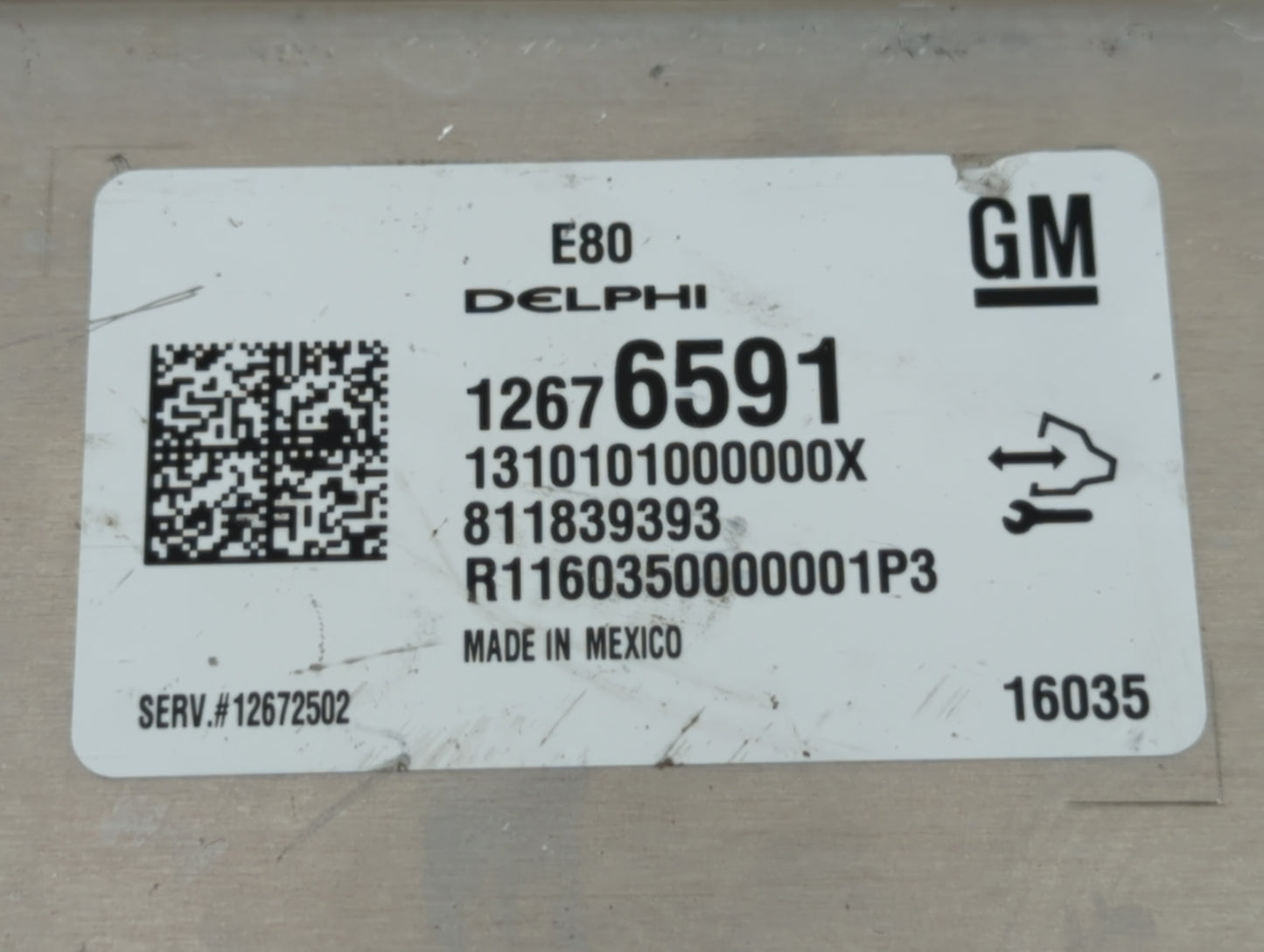 2016 Chevrolet Cruze PCM Engine Control Computer ECU ECM PCU OEM P/N:12675580 12672502, 12676591, 12669511, 12607096 Fits OE