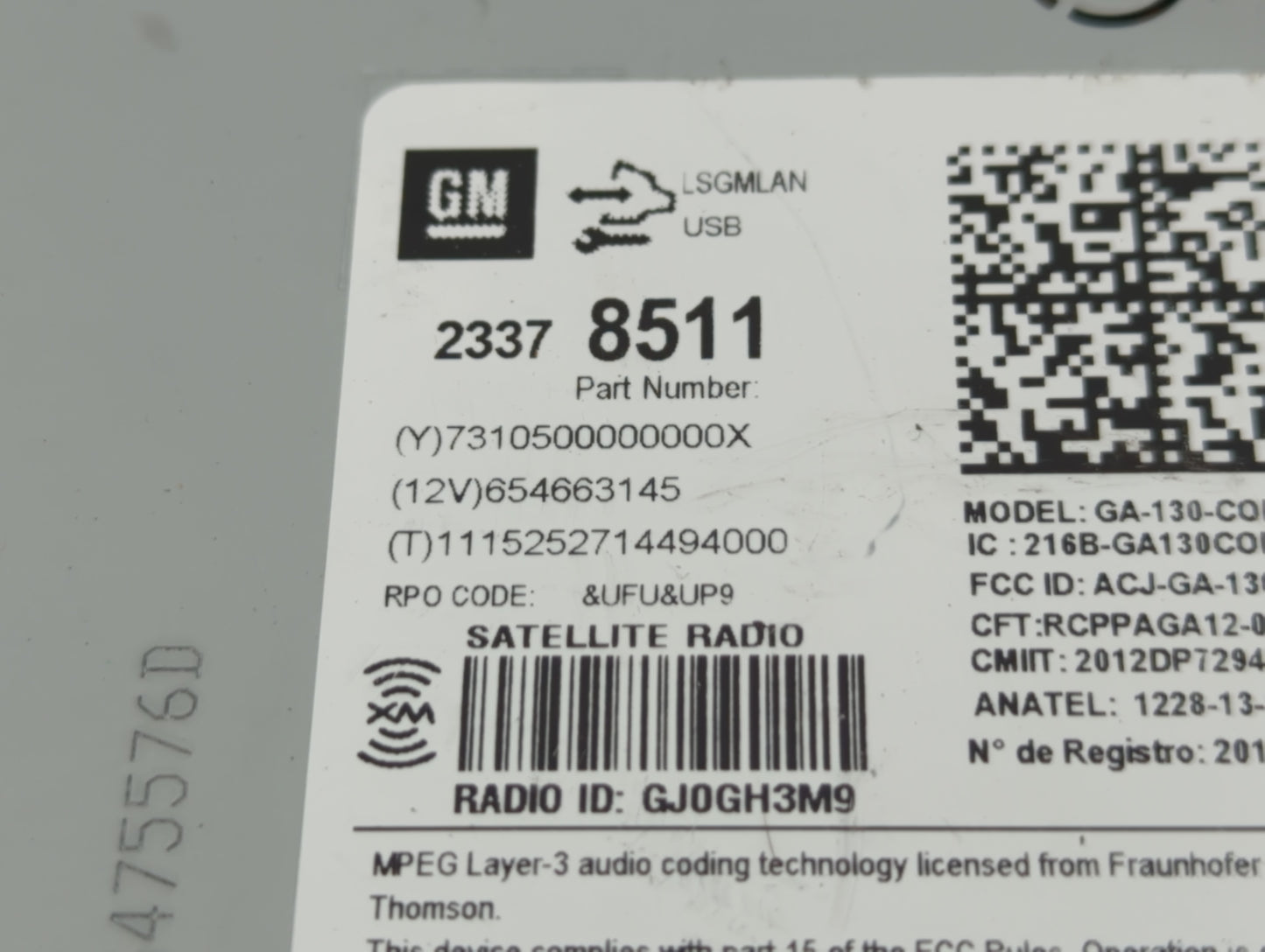 2015-2016 Chevrolet Cruze Am Fm Cd Player Radio Receiver - Oemusedautoparts1.com