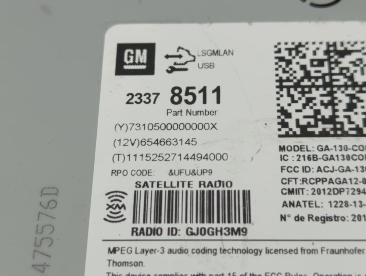 2015-2016 Chevrolet Cruze Am Fm Cd Player Radio Receiver 611269 - Oemusedautoparts1.com