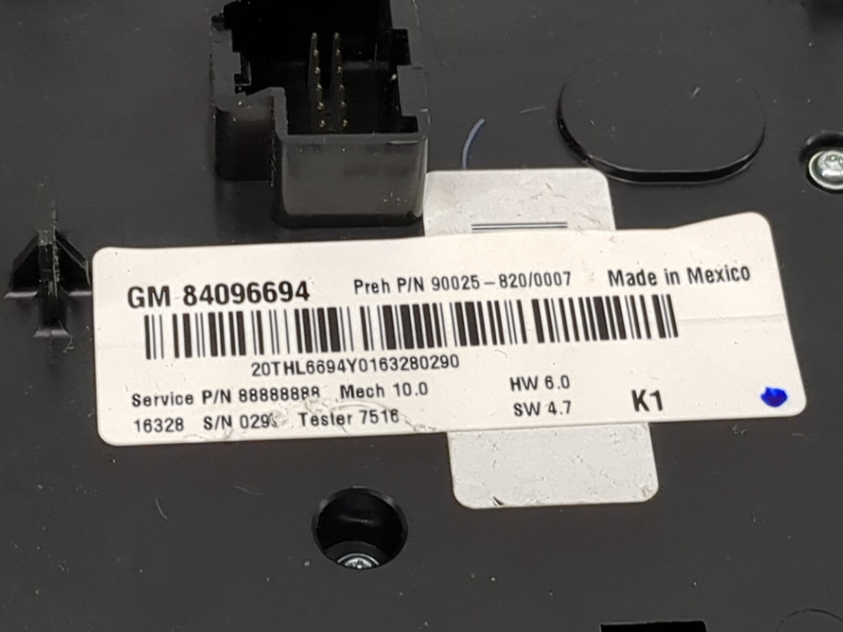 2016 Chevrolet Equinox Climate Control Module Temperature AC/Heater Replacement P/N:84096694 90025-820/0007, 88888888 Fits O