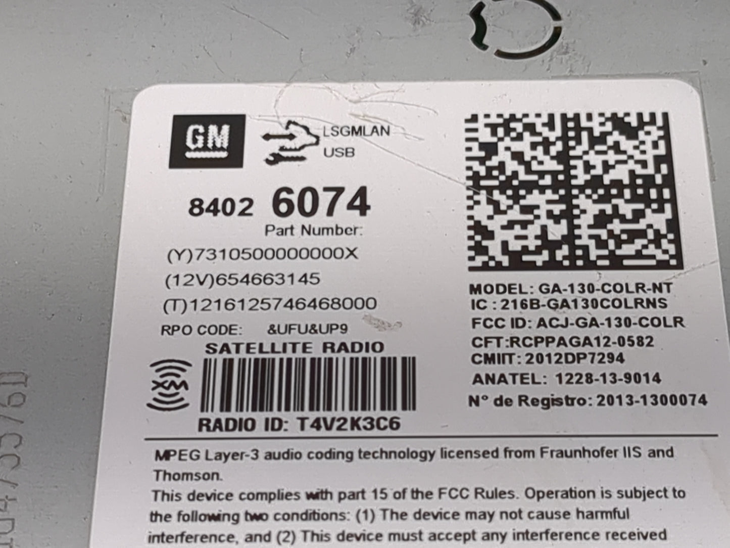 2016 Chevrolet Equinox Radio AM FM Cd Player Receiver Replacement P/N:84026074 GA-130-COLR-NT, 216B-GA130COLRNS Fits Fits 20