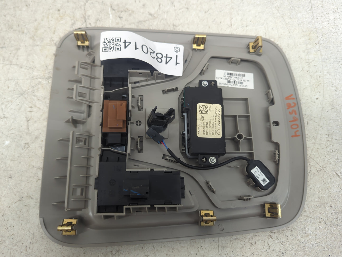 2016 Chevrolet Impala Overhead Roof Console Tan - Oemusedautoparts1.com