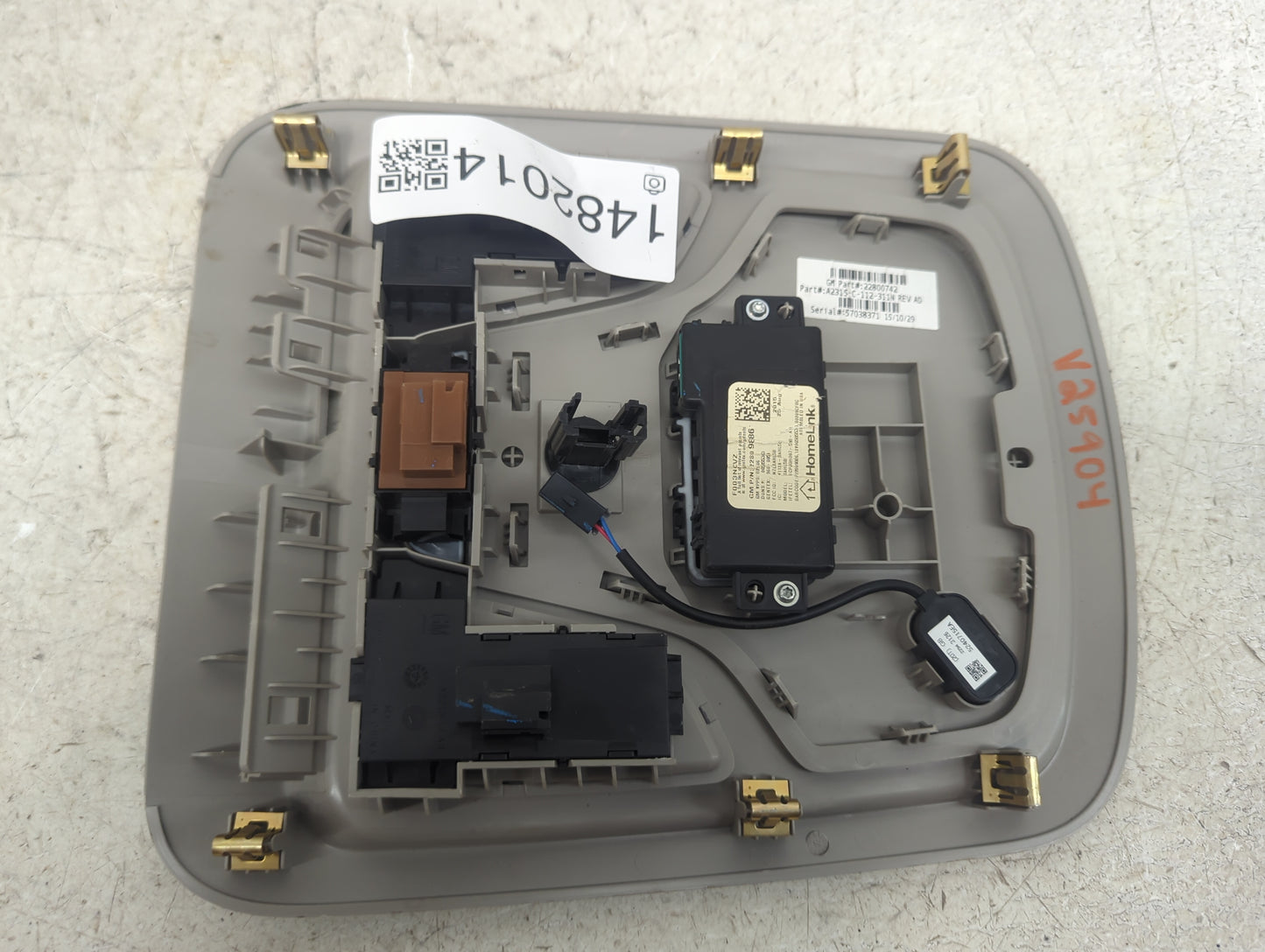 2016 Chevrolet Impala Overhead Roof Console Tan - Oemusedautoparts1.com