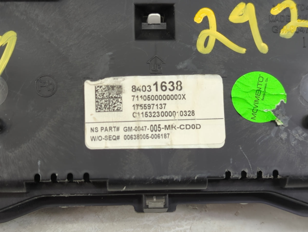 2016 Chevrolet Malibu Instrument Cluster Speedometer Gauges P/N:84031638 Miles:103K Fits OEM Used Auto Parts - Oemusedautopa