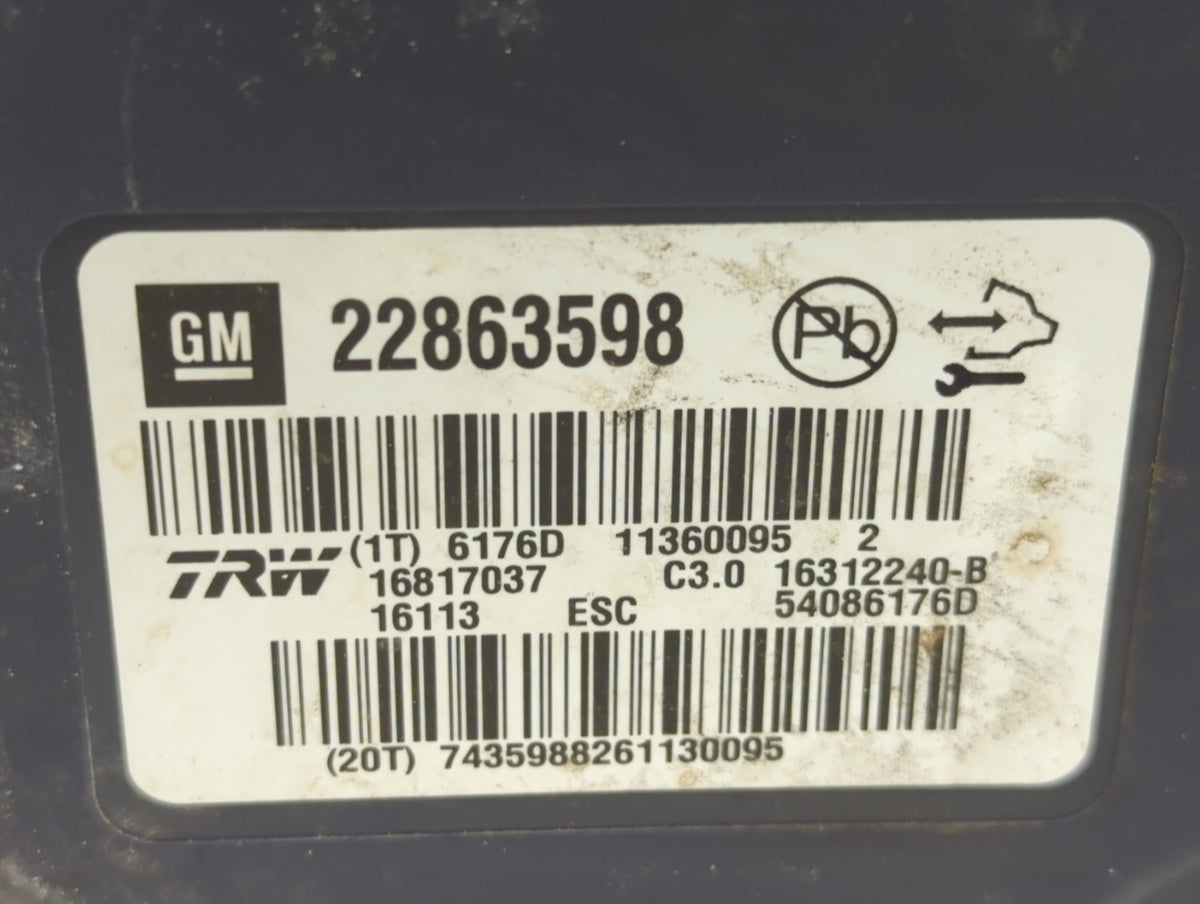 2016 Chevrolet Malibu Anti-Lock Brake ABS Pump Module Actuator OEM P/N:22863598 16817037, 11360095 Fits Fits 2007 2008 2009 