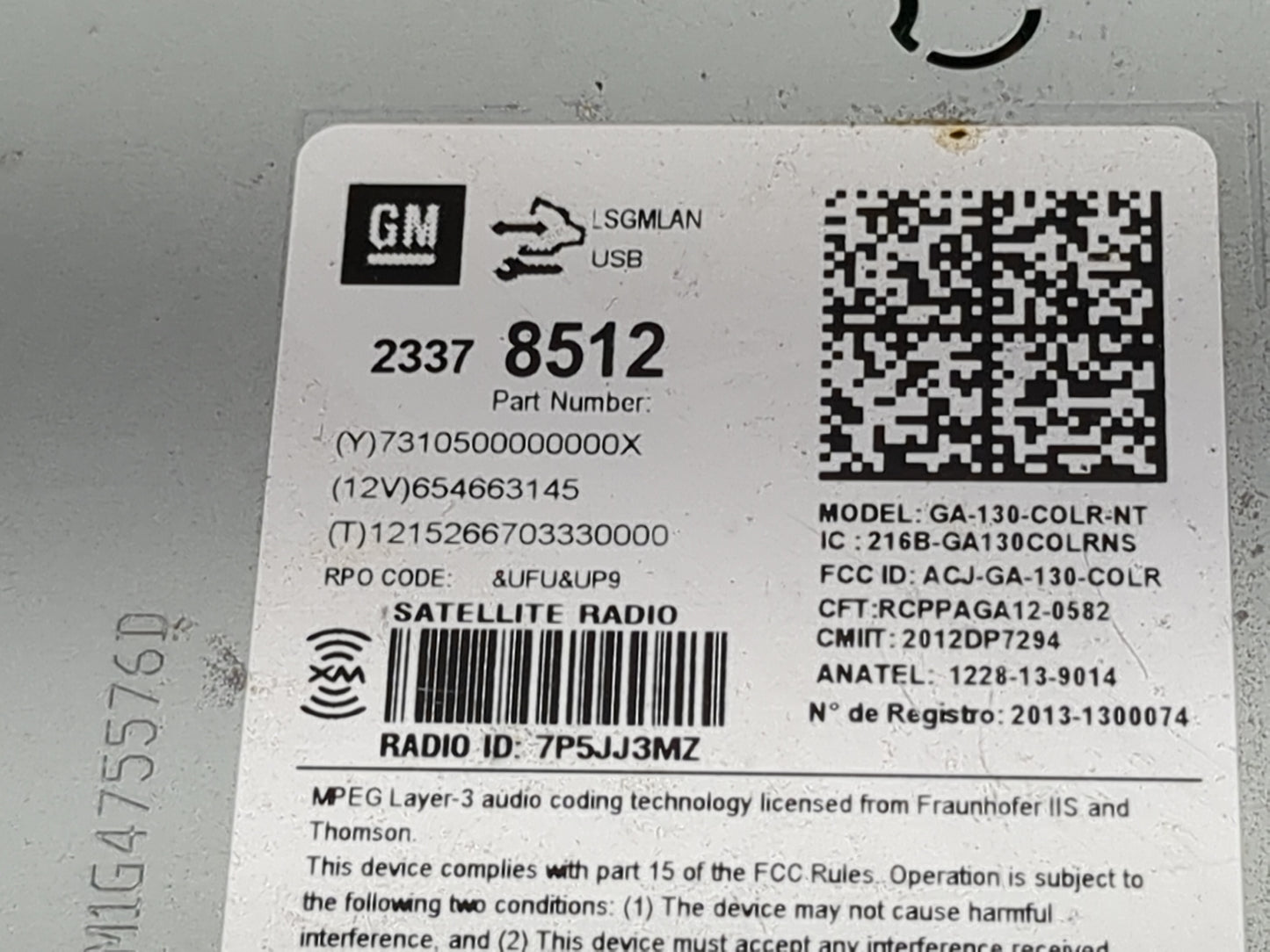 2014-2016 Chevrolet Malibu Radio AM FM Cd Player Receiver Replacement P/N:23378512 GA-130-COLR-NT Fits Fits 2014 2015 2016 O
