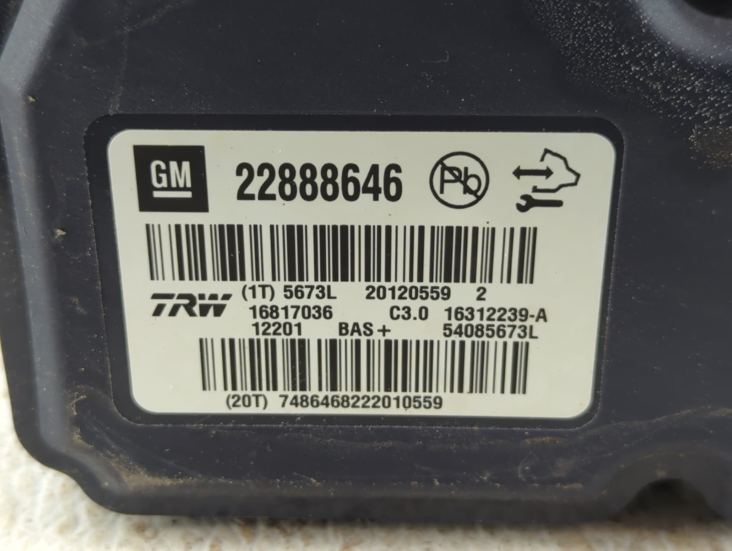 2013-2016 Chevrolet Malibu ABS Pump Control Module Replacement P/N:22888646 Fits Fits 2012 2013 2014 2015 2016 OEM Used Auto