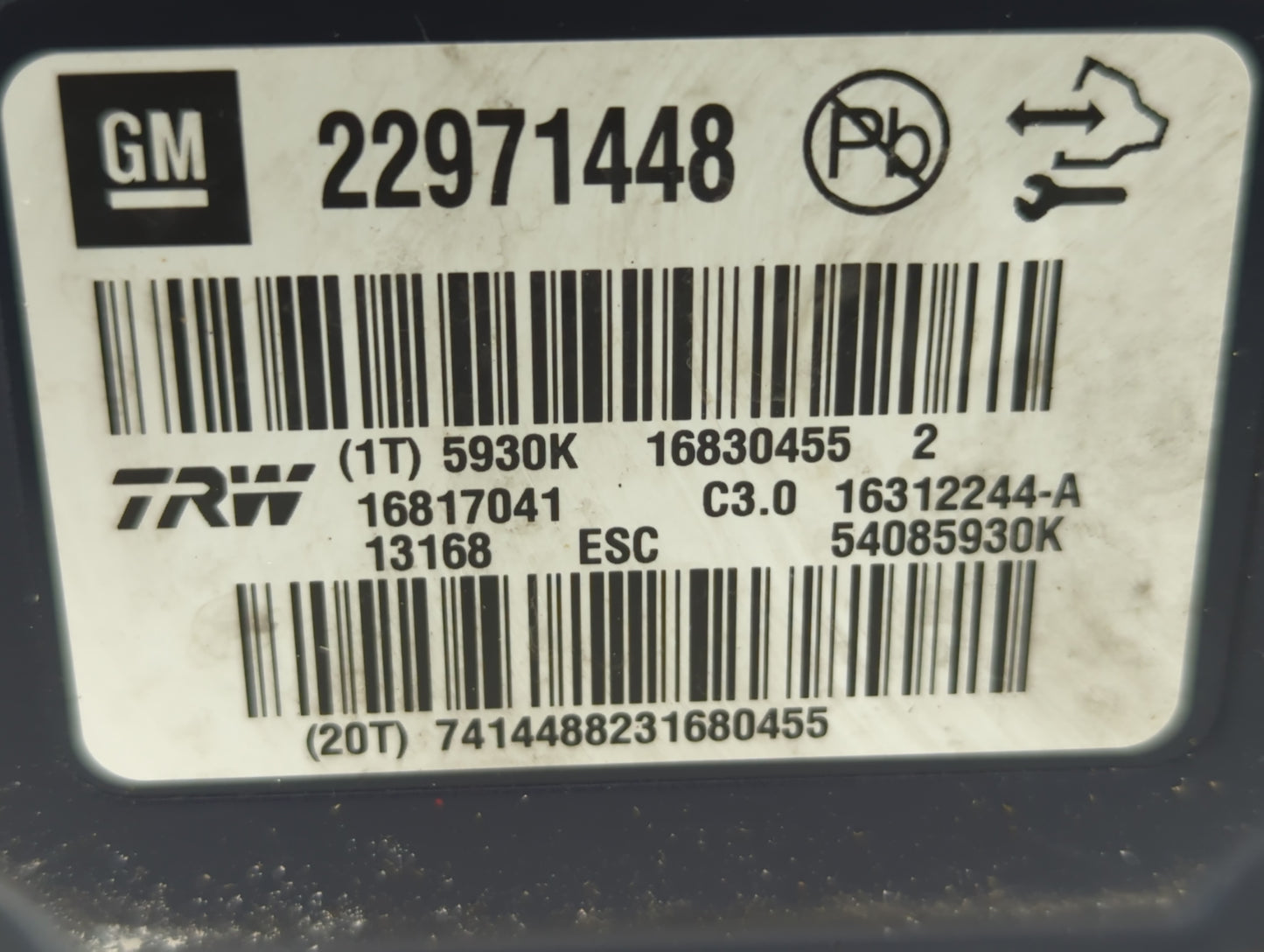 2013-2016 Chevrolet Malibu ABS Pump Control Module Replacement P/N:22971448 Fits Fits 2012 2013 2014 2015 2016 OEM Used Auto