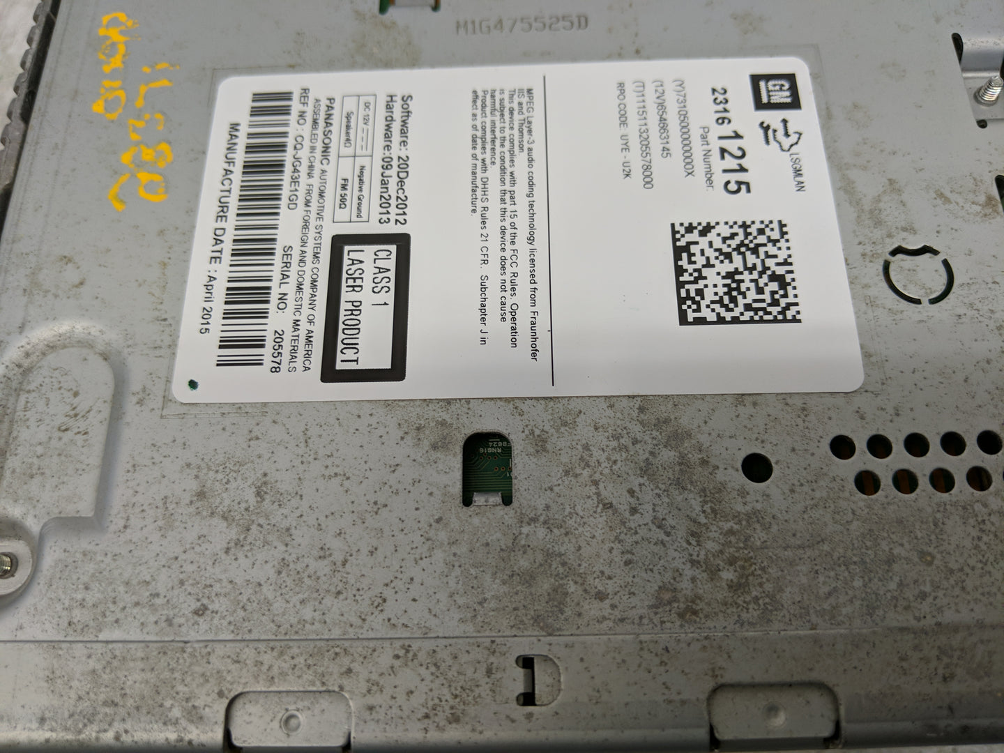 2014-2016 Chevrolet Malibu Radio AM FM Cd Player Receiver Replacement P/N:23161215 Fits Fits 2014 2015 2016 OEM Used Auto Pa