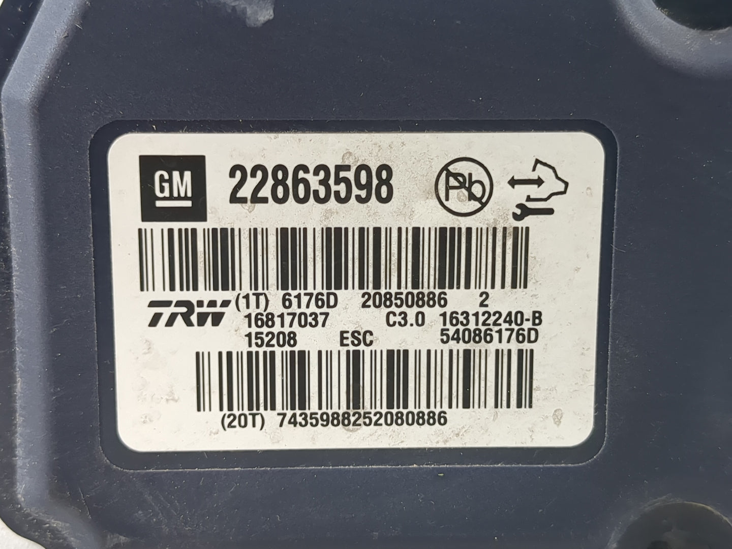 2016 Chevrolet Malibu Limited ABS Pump Control Module Replacement P/N:22863598 Fits Fits 2012 2013 2014 2015 OEM Used Auto P