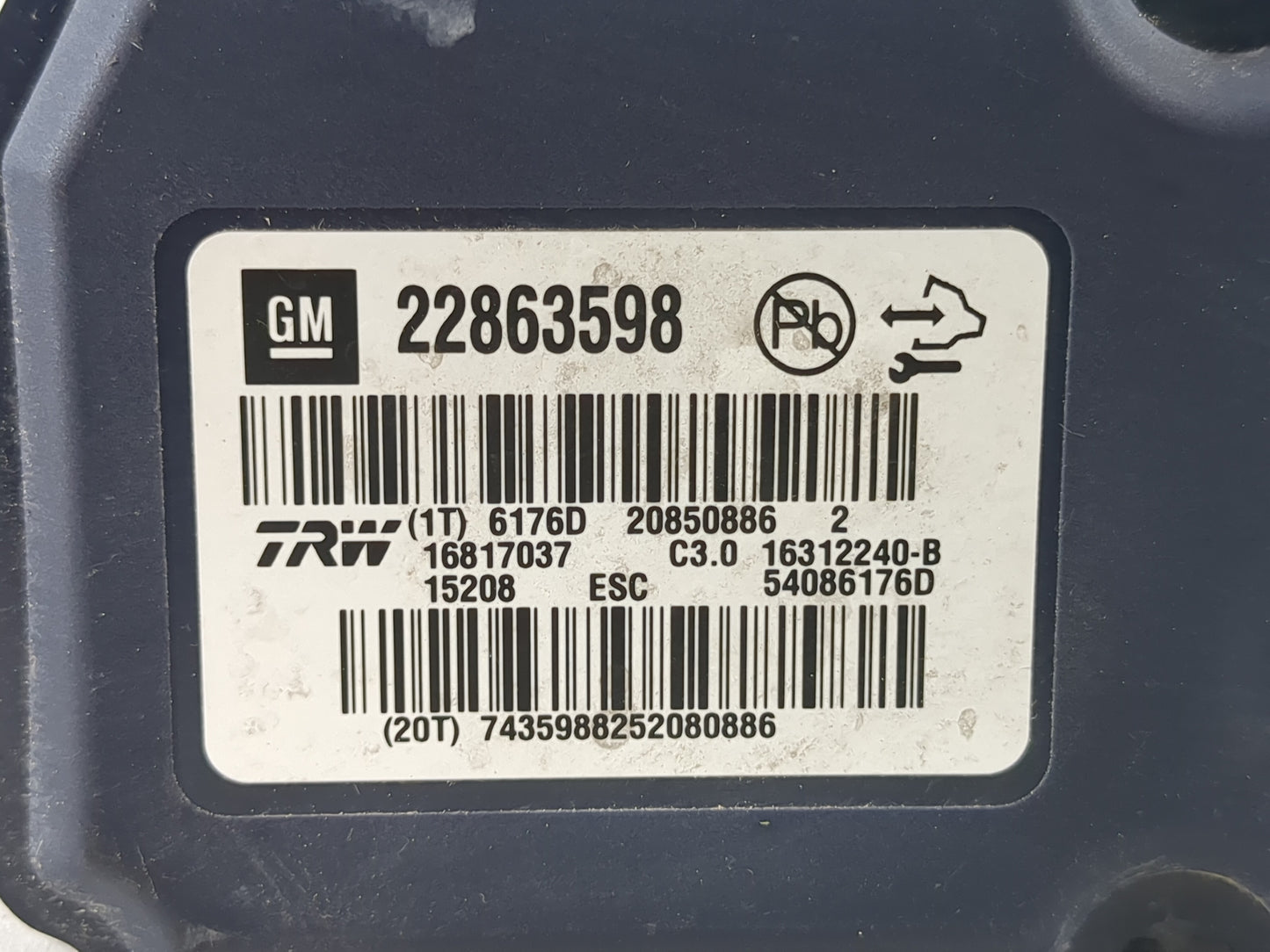 2016 Chevrolet Malibu Limited ABS Pump Control Module Replacement P/N:22863598 Fits Fits 2012 2013 2014 2015 OEM Used Auto P
