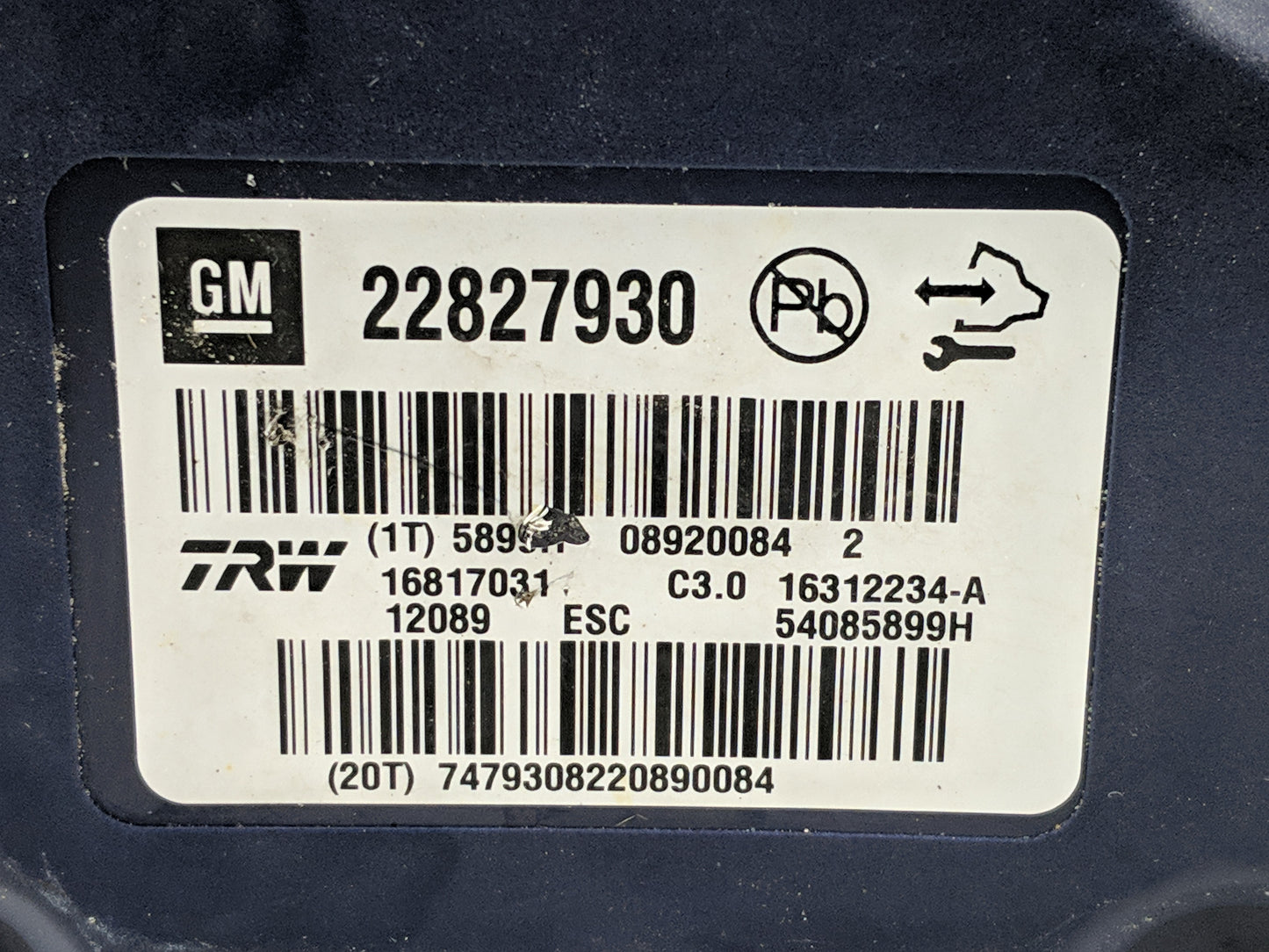 2016 Chevrolet Malibu Limited ABS Pump Control Module Replacement P/N:22827930 Fits Fits 2012 2013 2014 2015 OEM Used Auto P