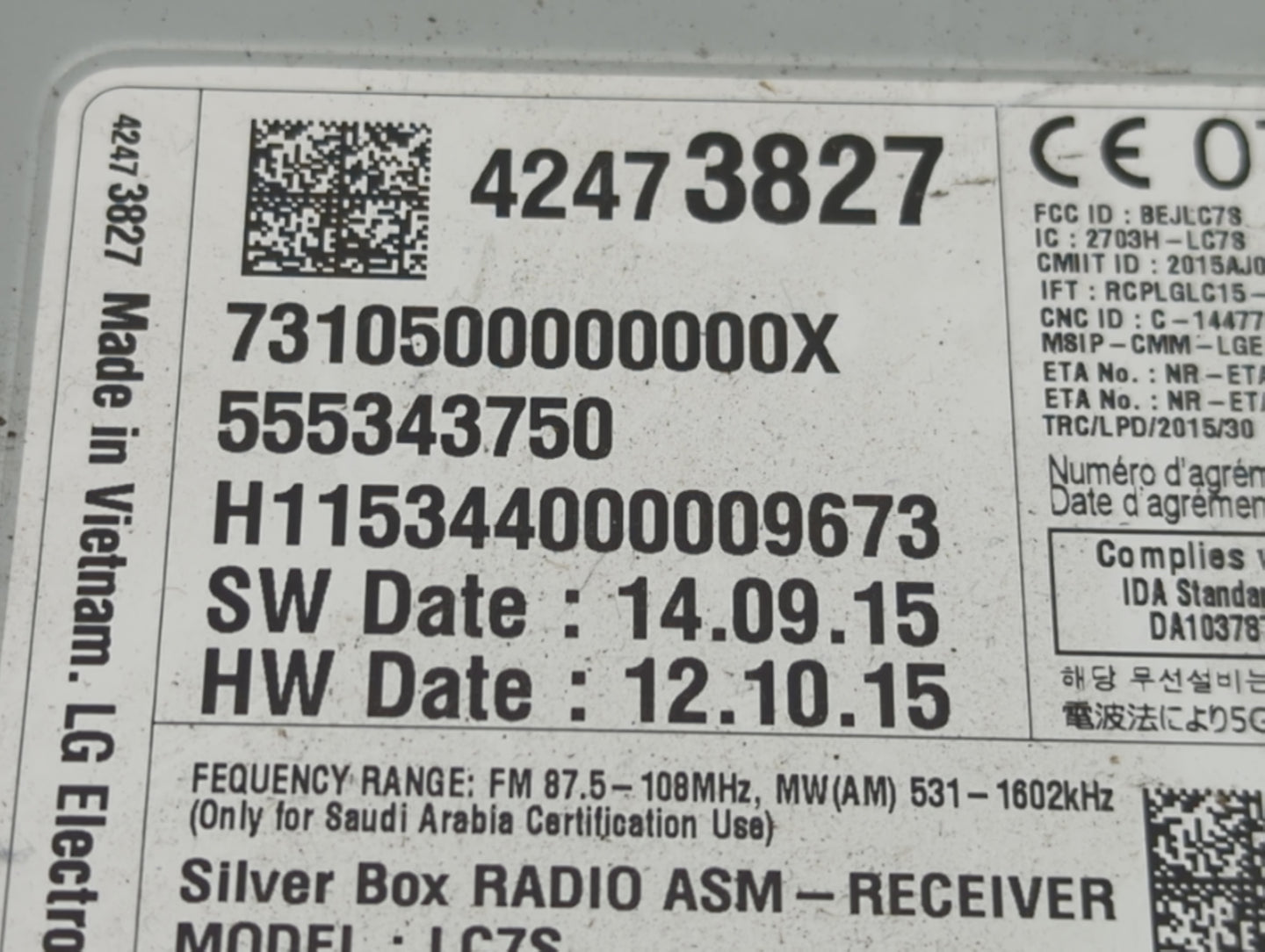 2016 Chevrolet Silverado 1500 Radio AM FM Cd Player Receiver Replacement P/N:555343750 42473827 Fits Fits 2017 OEM Used Auto