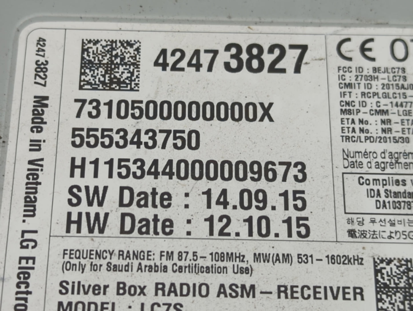 2016 Chevrolet Silverado 1500 Radio AM FM Cd Player Receiver Replacement P/N:555343750 42473827 Fits Fits 2017 OEM Used Auto