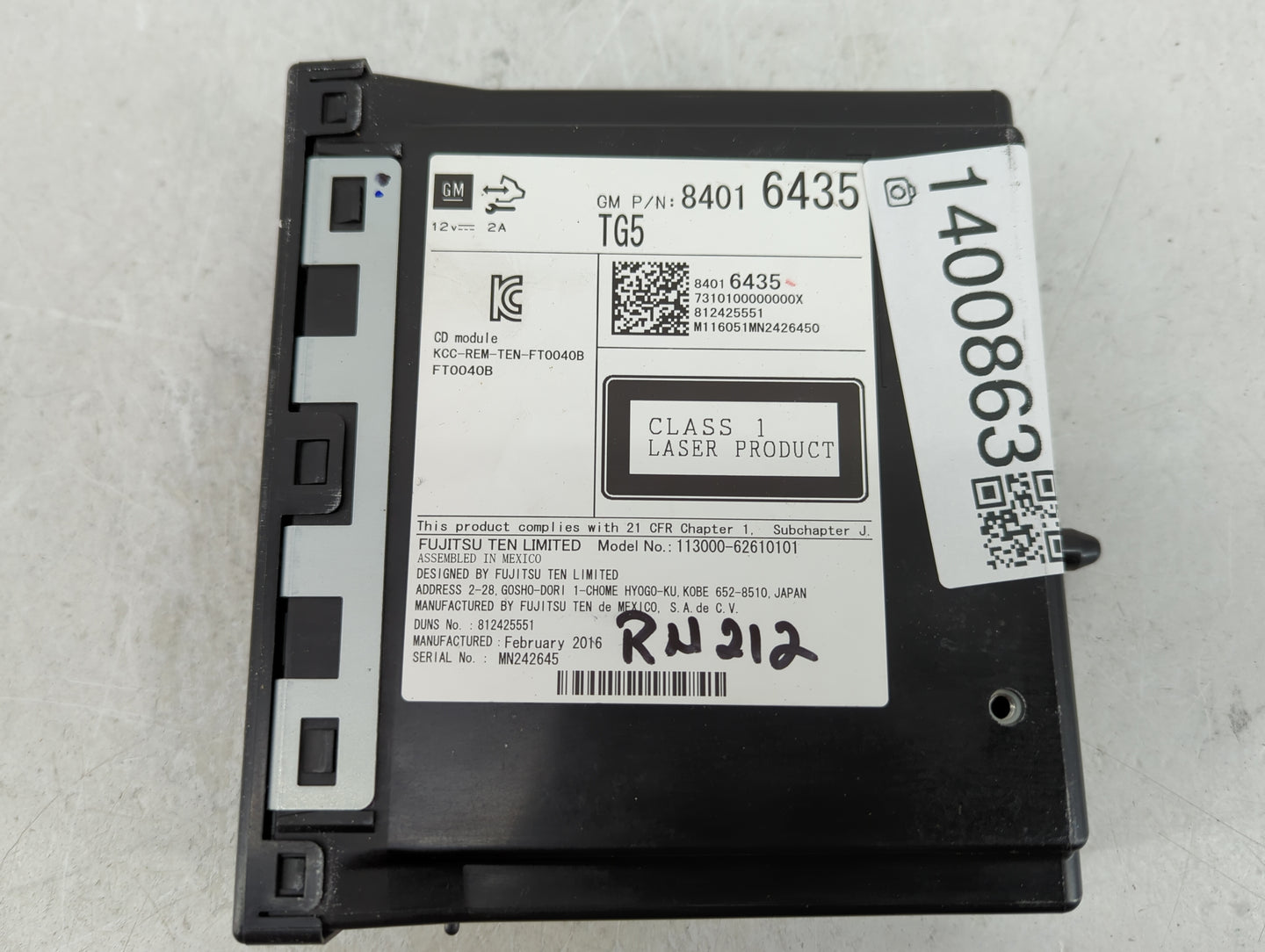 2015-2019 Chevrolet Silverado 1500 Radio AM FM Cd Player Receiver Replacement P/N:84016435 TG5 Fits OEM Used Auto Parts - Oe
