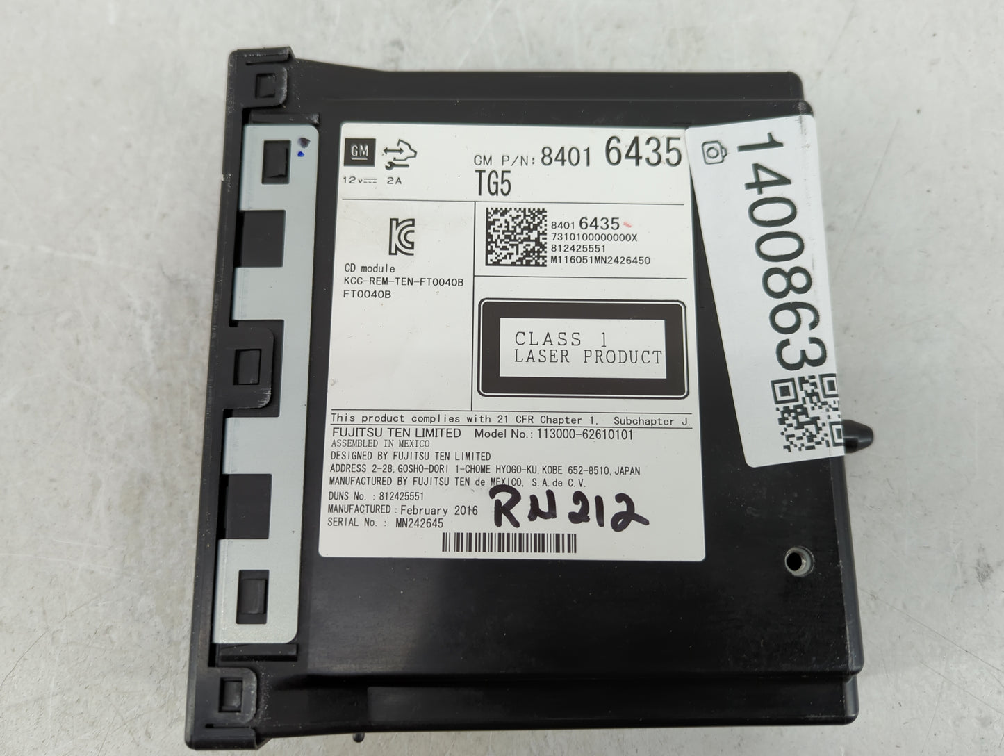2015-2019 Chevrolet Silverado 1500 Radio AM FM Cd Player Receiver Replacement P/N:84016435 TG5 Fits OEM Used Auto Parts - Oe