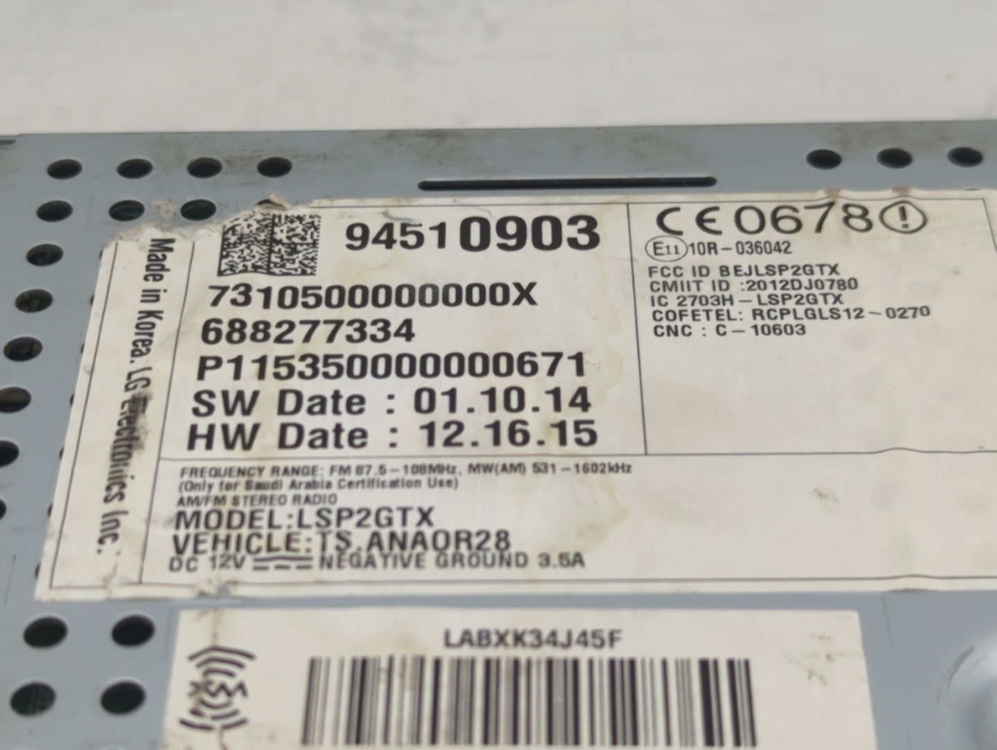 2016 Chevrolet Sonic Information Display Screen Black - Oemusedautoparts1.com