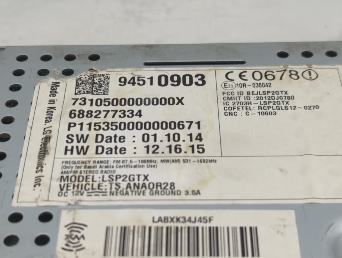 2016 Chevrolet Sonic Information Radio Display Screen Black - Oemusedautoparts1.com