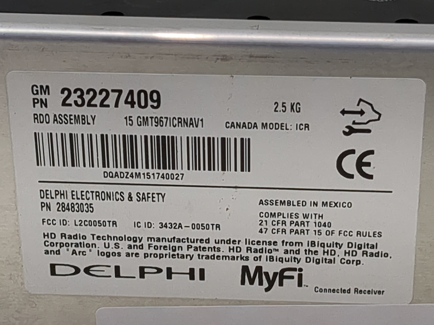 2015-2016 Chevrolet Traverse Radio AM FM Cd Player Receiver Replacement P/N:23227409 28483035, L2C0050TR Fits Fits 2015 2016