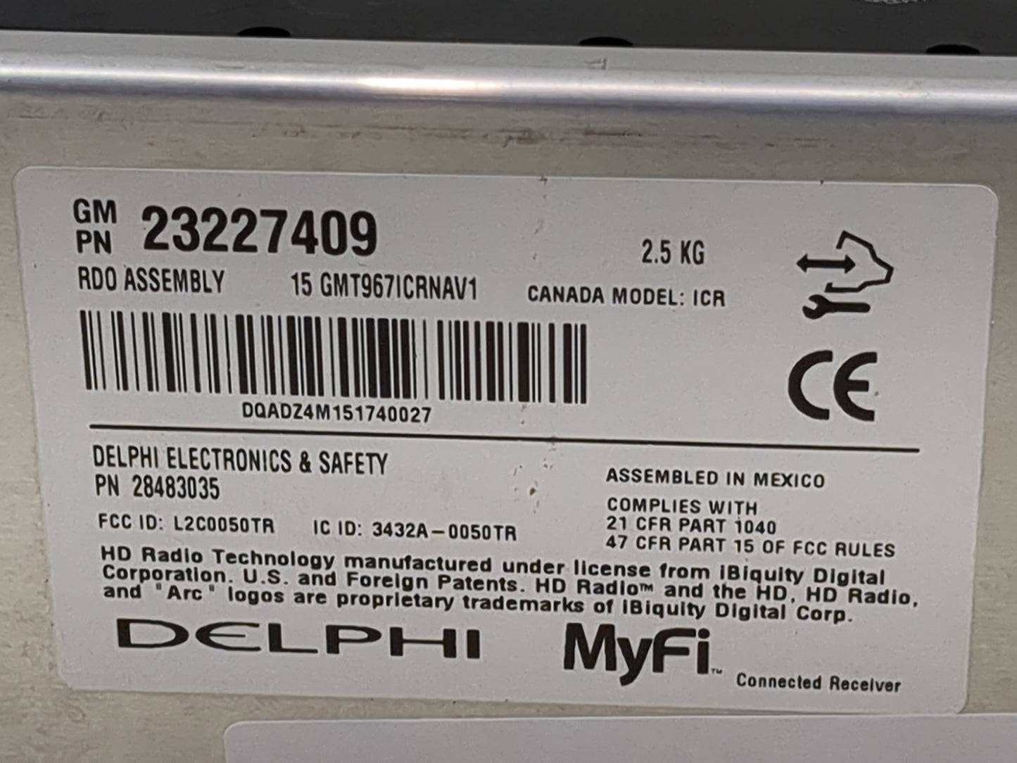 2015-2016 Chevrolet Traverse Radio AM FM Cd Player Receiver Replacement P/N:23227409 28483035, L2C0050TR Fits Fits 2015 2016